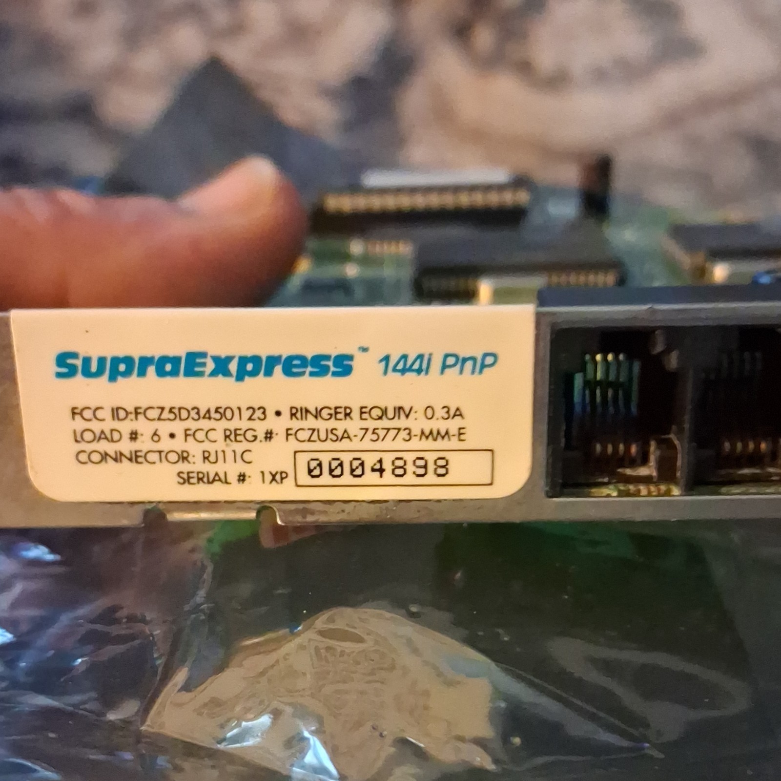 VINTAGE SupraExpress 14.4i PnP ISA Fax Modem Controller Card w/ RJ11