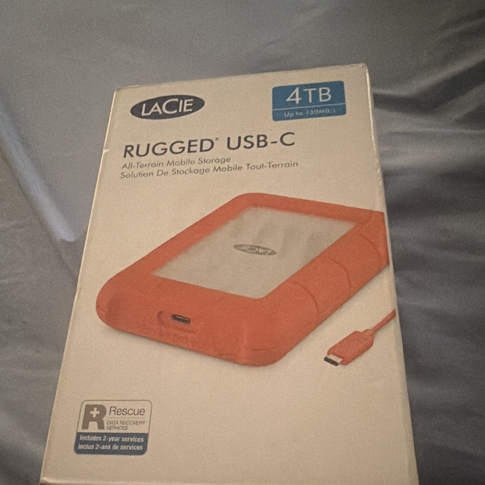LaCie Rugged USB-C 4TB Portable External HDD USB-C Orange/Silver
