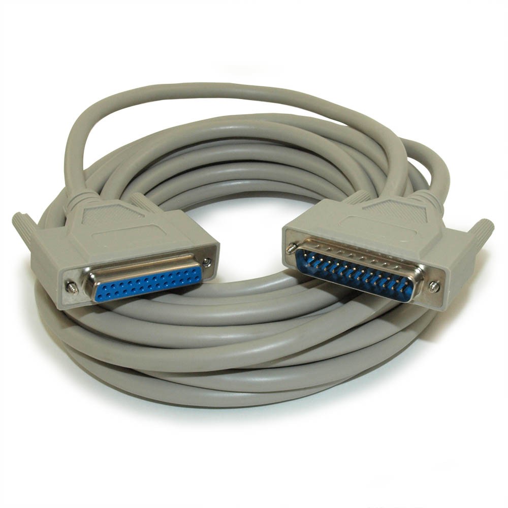 25ft Serial DB25 Male to Female Extension Cable RS232 Straight-Thru Molded