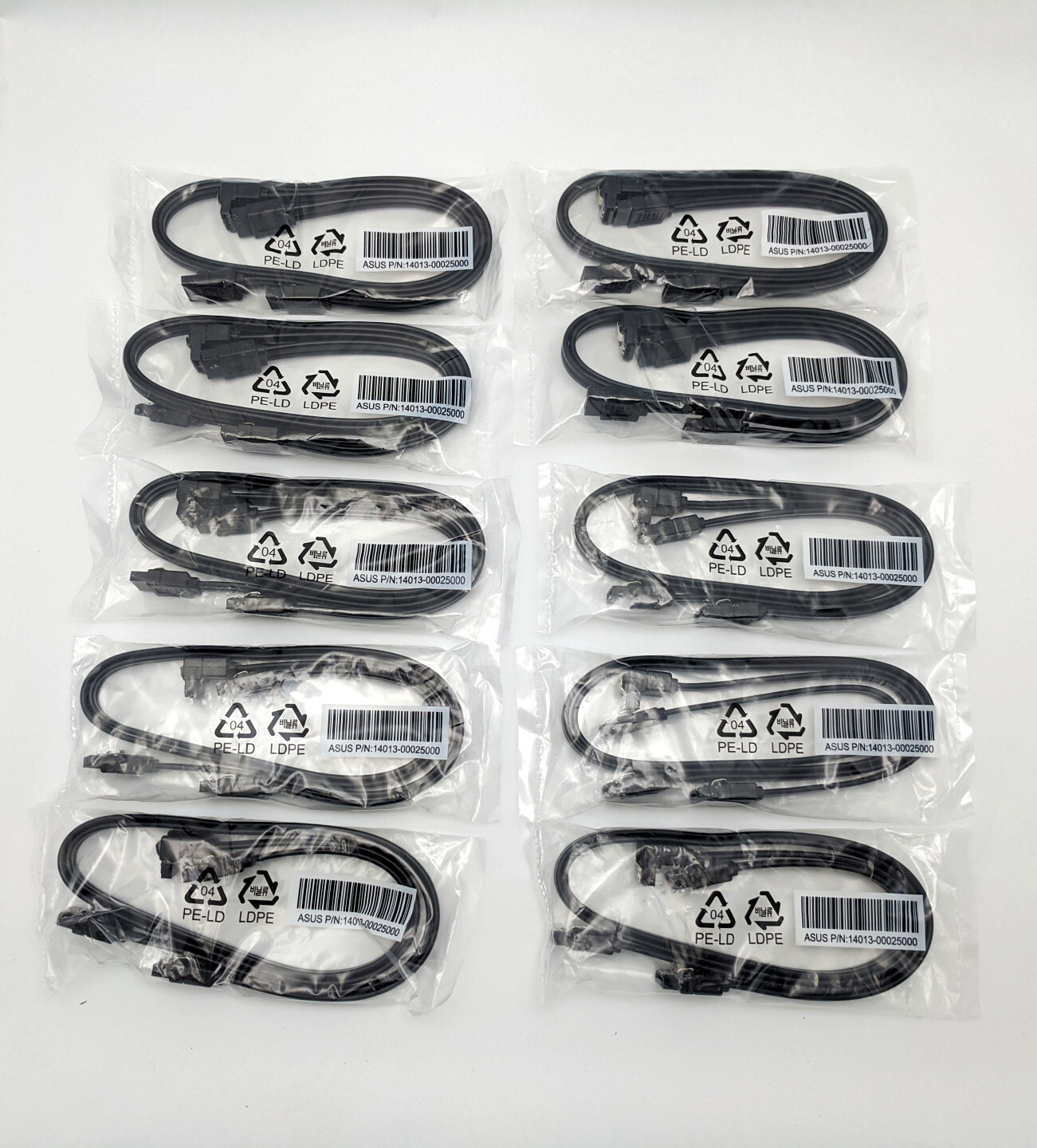 20-Pack: NEW Genuine ASUS 18" SATA 3.0 6Gb/s 90-degree & Straight PC Data Cables