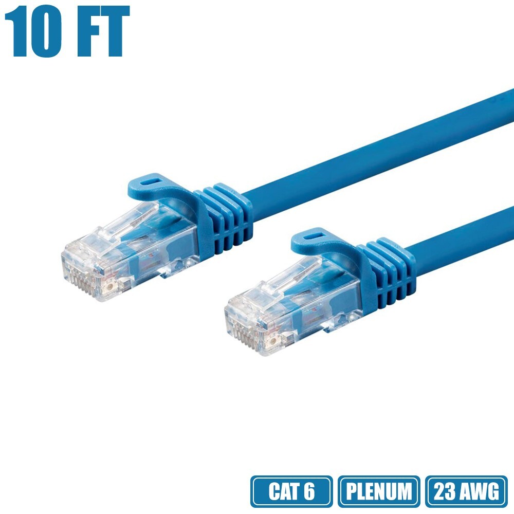 10 25 30 35 50 75 100FT Cat6 Ethernet RJ45 Patch Cable UTP Plenum 23AWG BLUE LOT