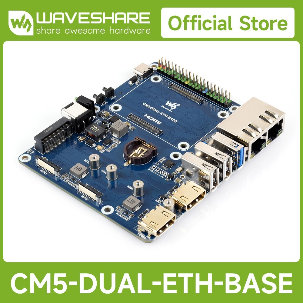 Waveshare Gigabit / 2.5G Dual Ethernet Base Board For Raspberry Pi CM5 Dual RJ45