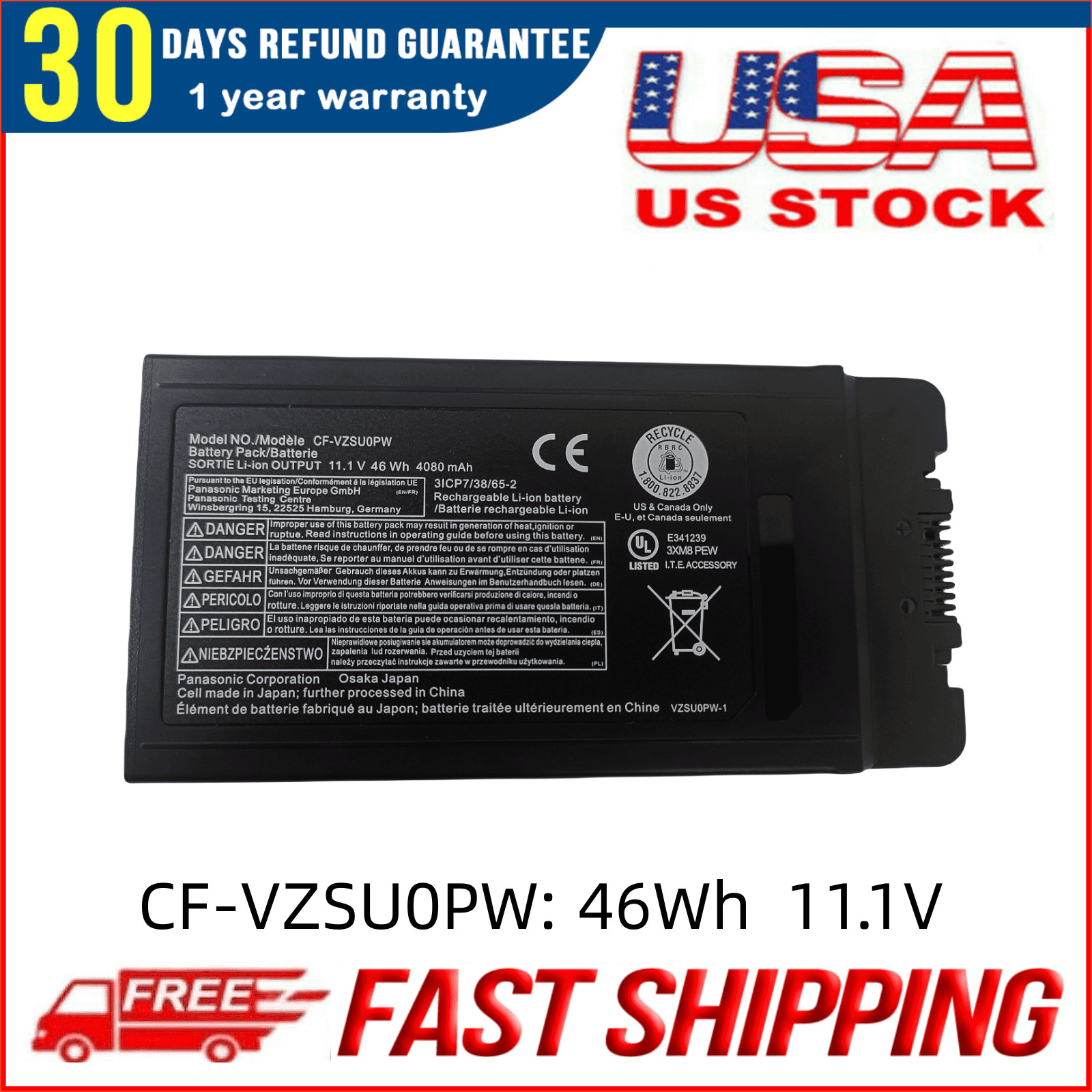 New CF-VZSU0PW CF-VZSU0PR CF-54 46WH Battery For Panasonic TOUGHBOOK 54 CF54