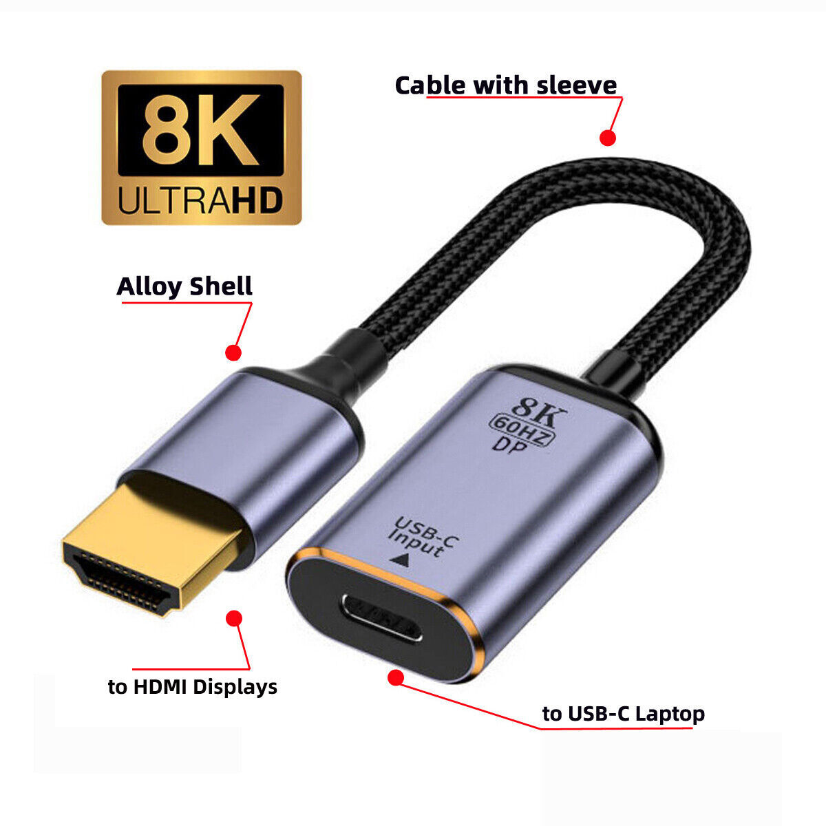 CY USB-C Type C Female Source to HDMI Sink HDTV Cable 8K@60hz 4K@120hz Female
