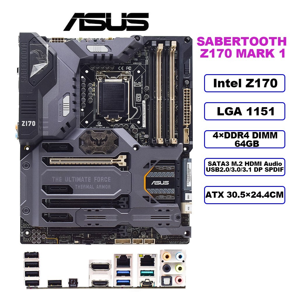 ASUS SABERTOOTH Z170 MARK 1 Motherboard ATX Intel Z170 LGA1151 DDR4 64GB SATA3