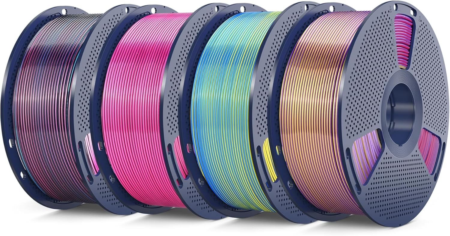 4KG Quadruple Color Silk Filament, Silk PLA 3D Printer Filament 1.75mm