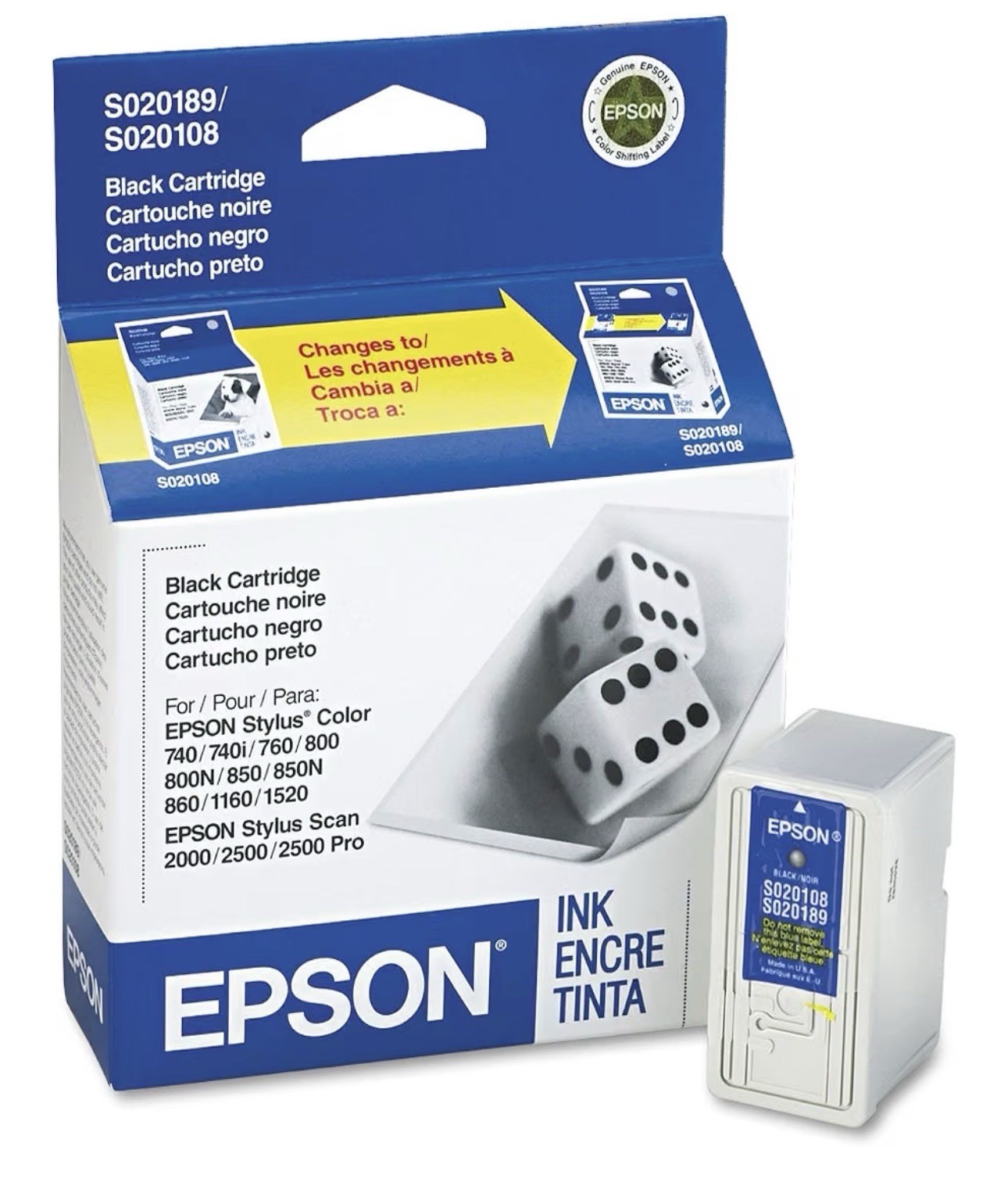Epson Inkjet Cartridge S189108/S020189/S020108 Black New Lot Of 4