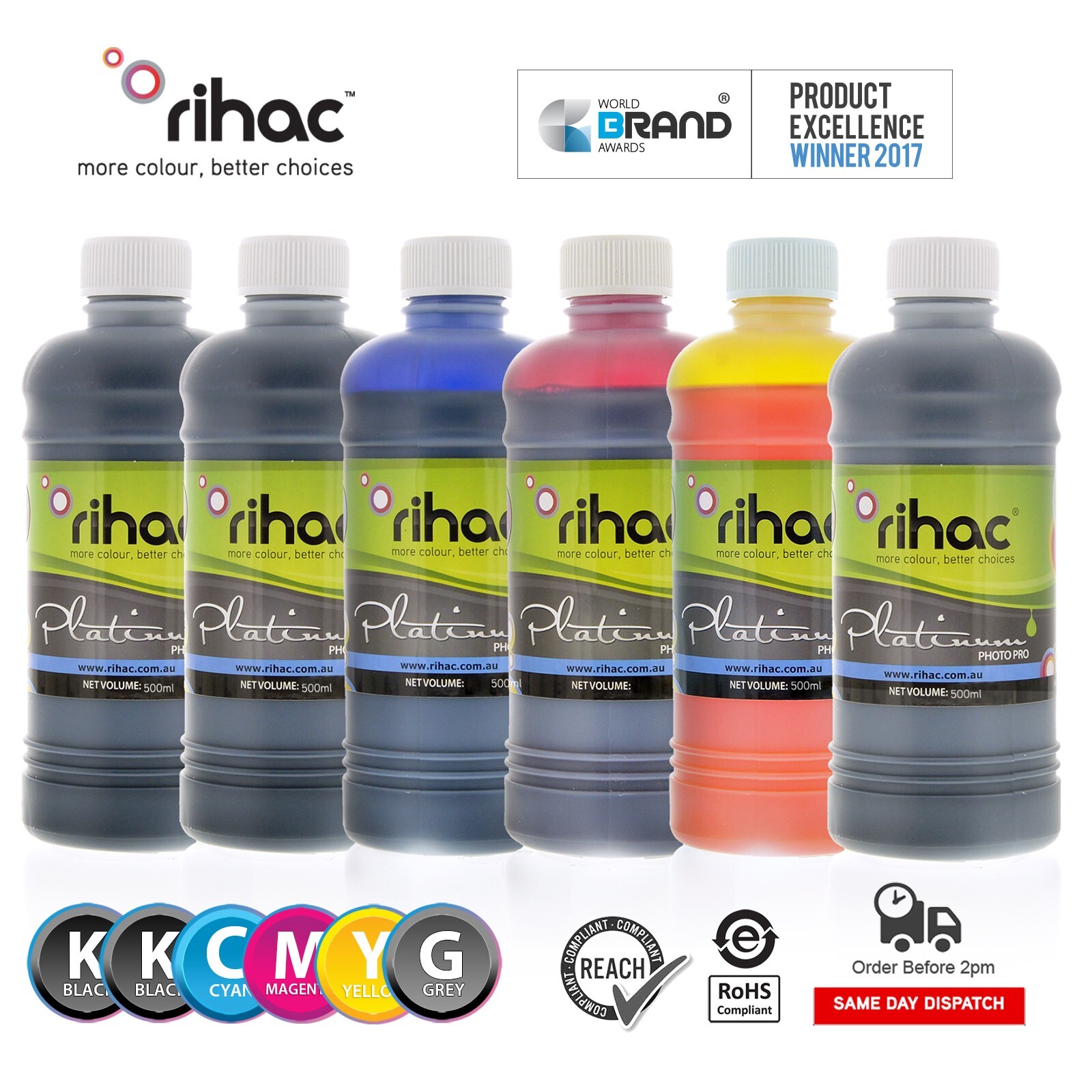 RIHAC Refill Ink Set with Grey suits Canon PGI-670 CLI-671 MG7770 MG7765 MG7766