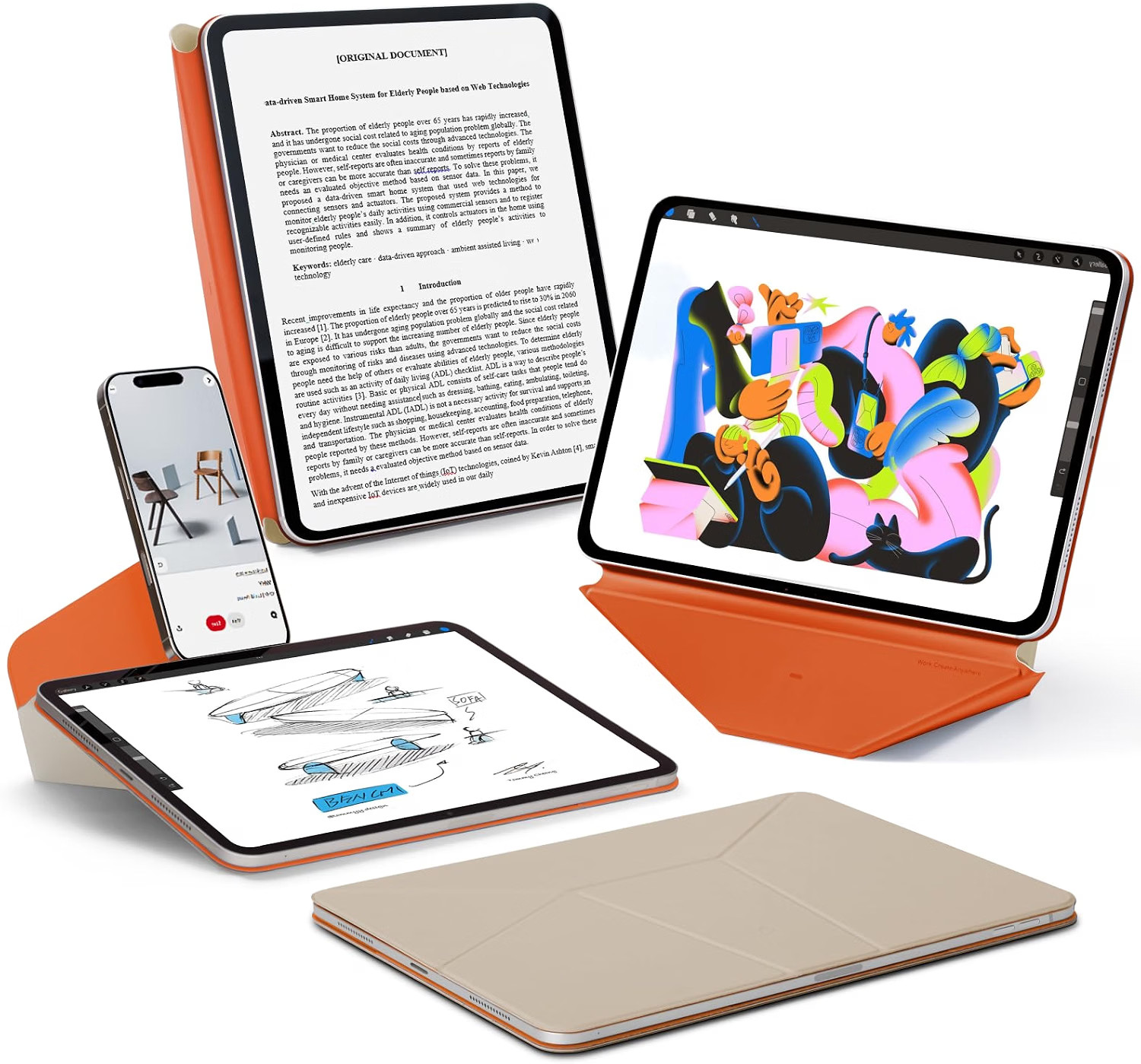 MOFT Dynamic Folio Case iPad Pro 13" M5 M4 Beach White Terracotta
