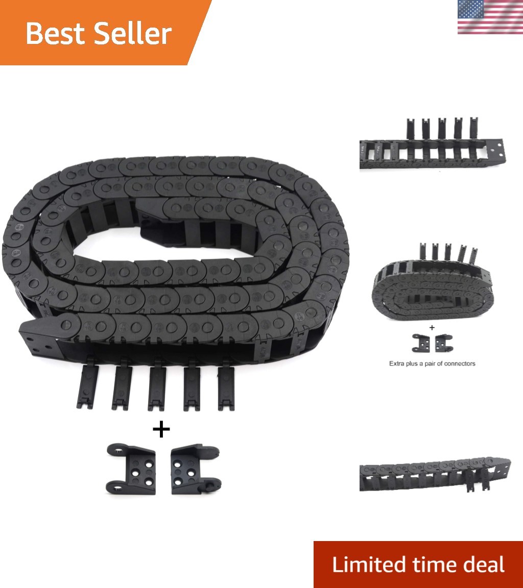 R18 Internal Size 10X20mm 1Meter Length Black Plastic Flexible Drag Chain Cab...