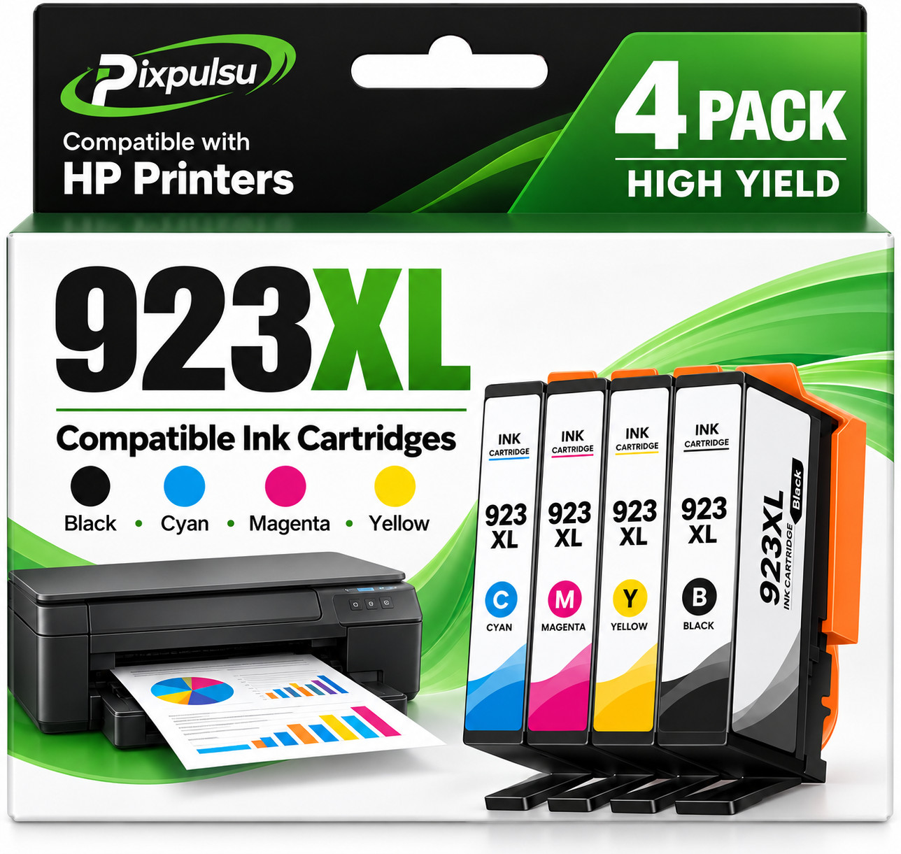 923XL 923e Ink Cartridges Combo 4-Pack for OfficeJet Pro 8120 8130 with Chip