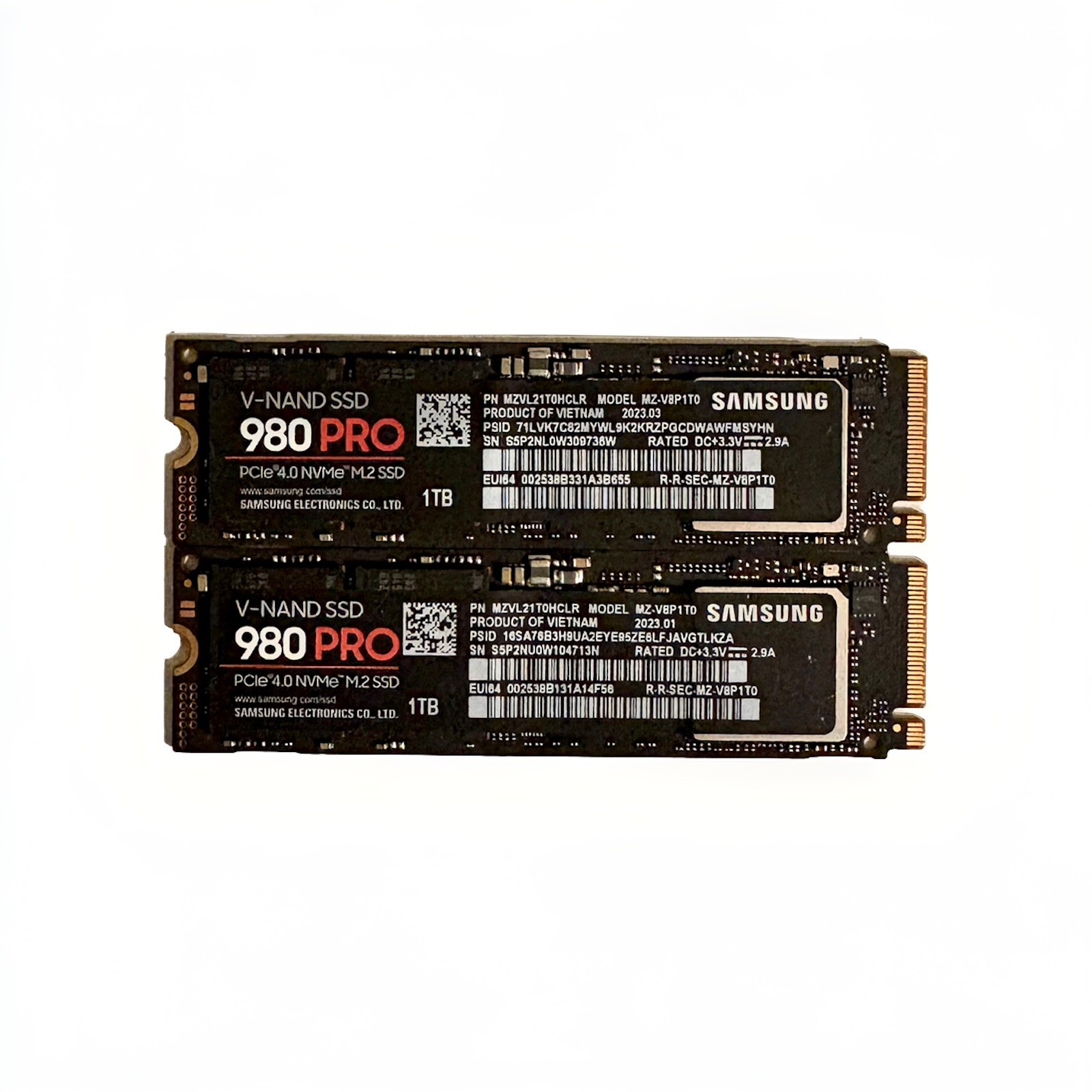 [LOT OF 2] Samsung 980 PRO 1TB M.2 NVMe Gen 4 SSD (MZVL21T0HCLR) - TESTED