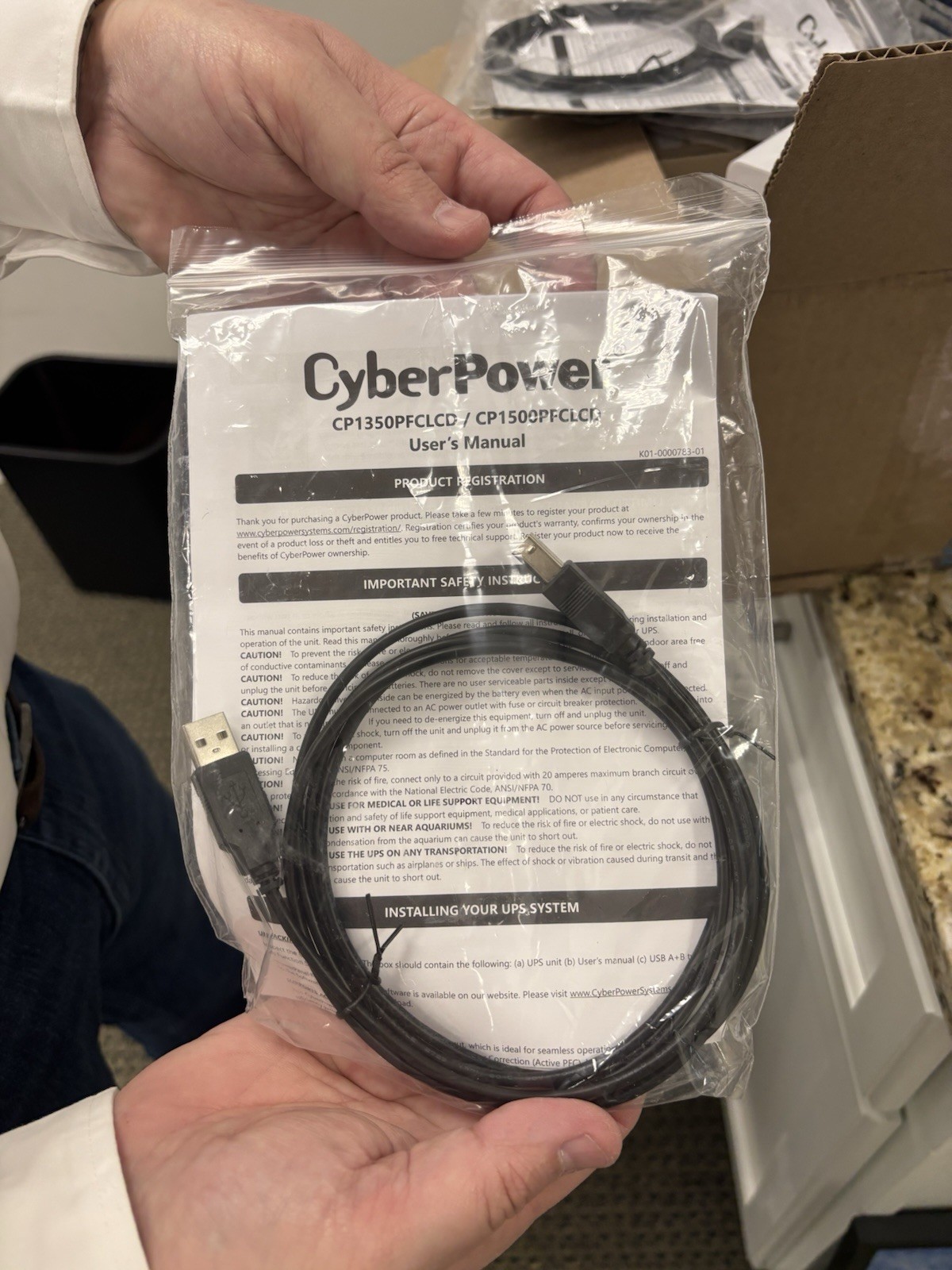 CyberPower USB A-B Cable Black for CP1350PFCLCD CP1500PFCLCD UPS