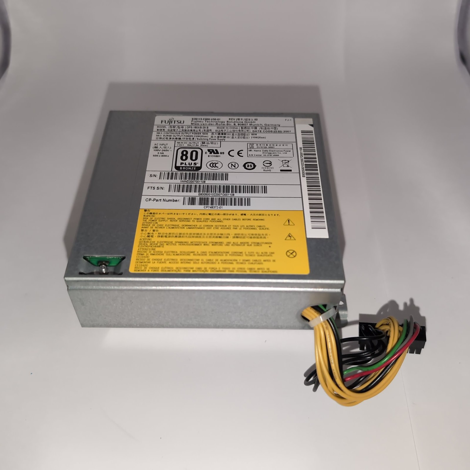 Fujitsu DPS-180AB-29 B 180W 20 Pin PC Power Supply Netzteil S26113-E600-V50-01