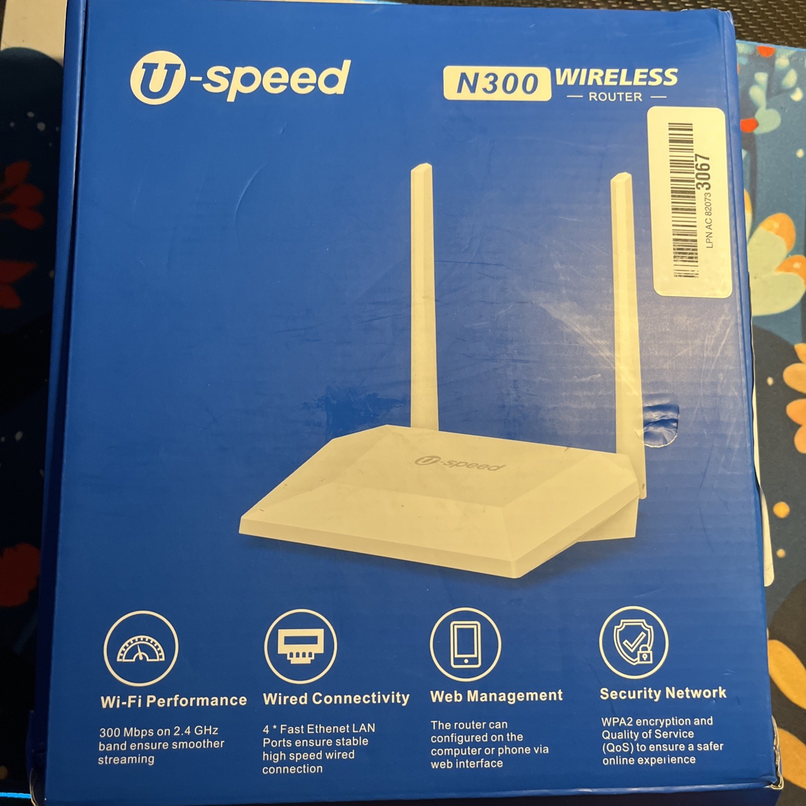 2.4GHz N300 300Mbps Wireless WiFi Internet Router with 2*External Antennas WPS