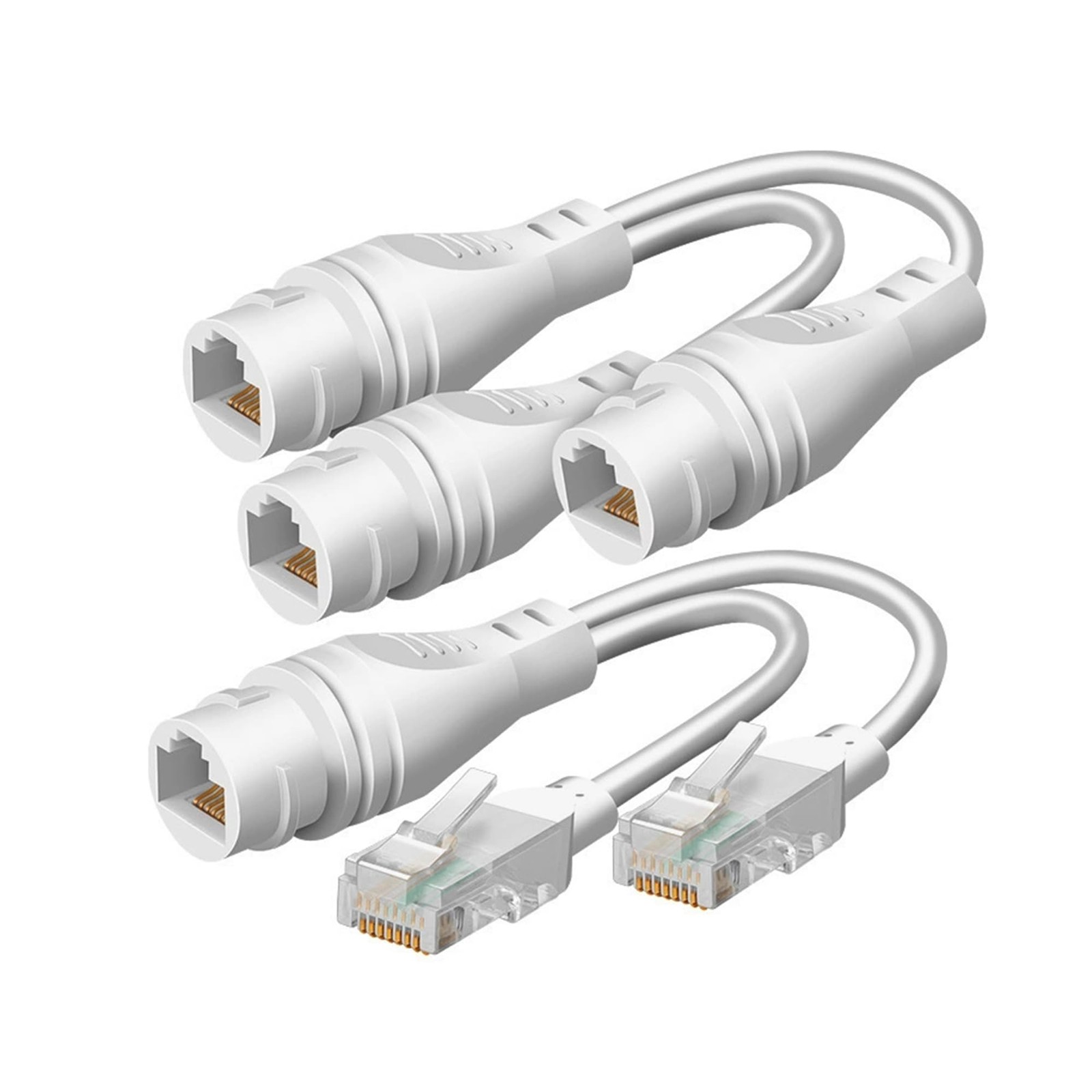 Ethernet Cable Splitter 1 Pair of Waterproof RJ45 Splitter 1 to 2 Way Dual Et...