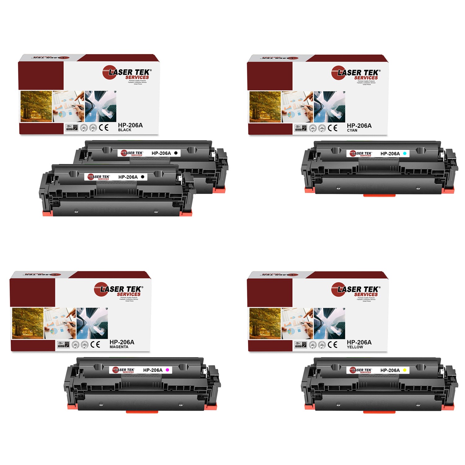 5Pk LTS 206A BCMY Compatible with HP LaserJet M255dw M282 Toner Cartridge