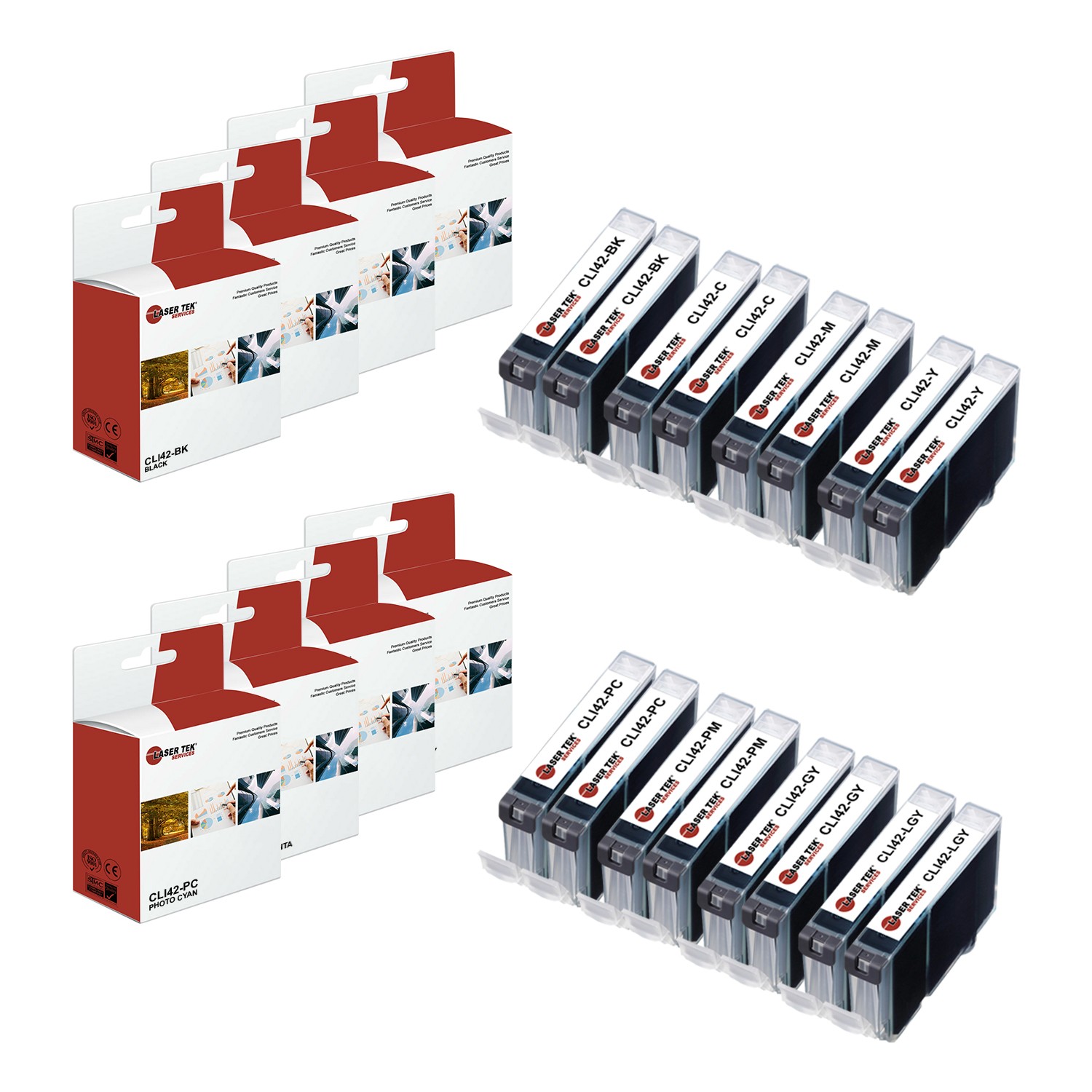 16Pk LTS CLI-42 BK/C/M/Y/PC/PM/GY/LGY HY Compatible for Canon Pixma PRO-100 Ink