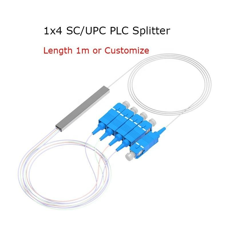 1x4 SC UPC PLC Splitter Fibre Optic Terminal Box Mini Steel Tube Type 0.9mm 1m