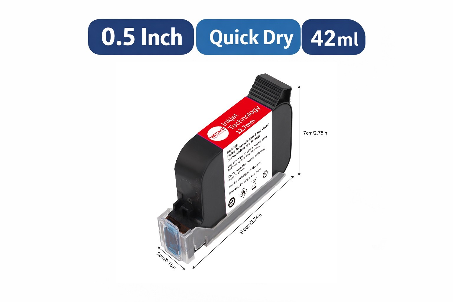 Fast-Dry TIJ Ink Cartridge for Handheld Inkjet Coding Printer