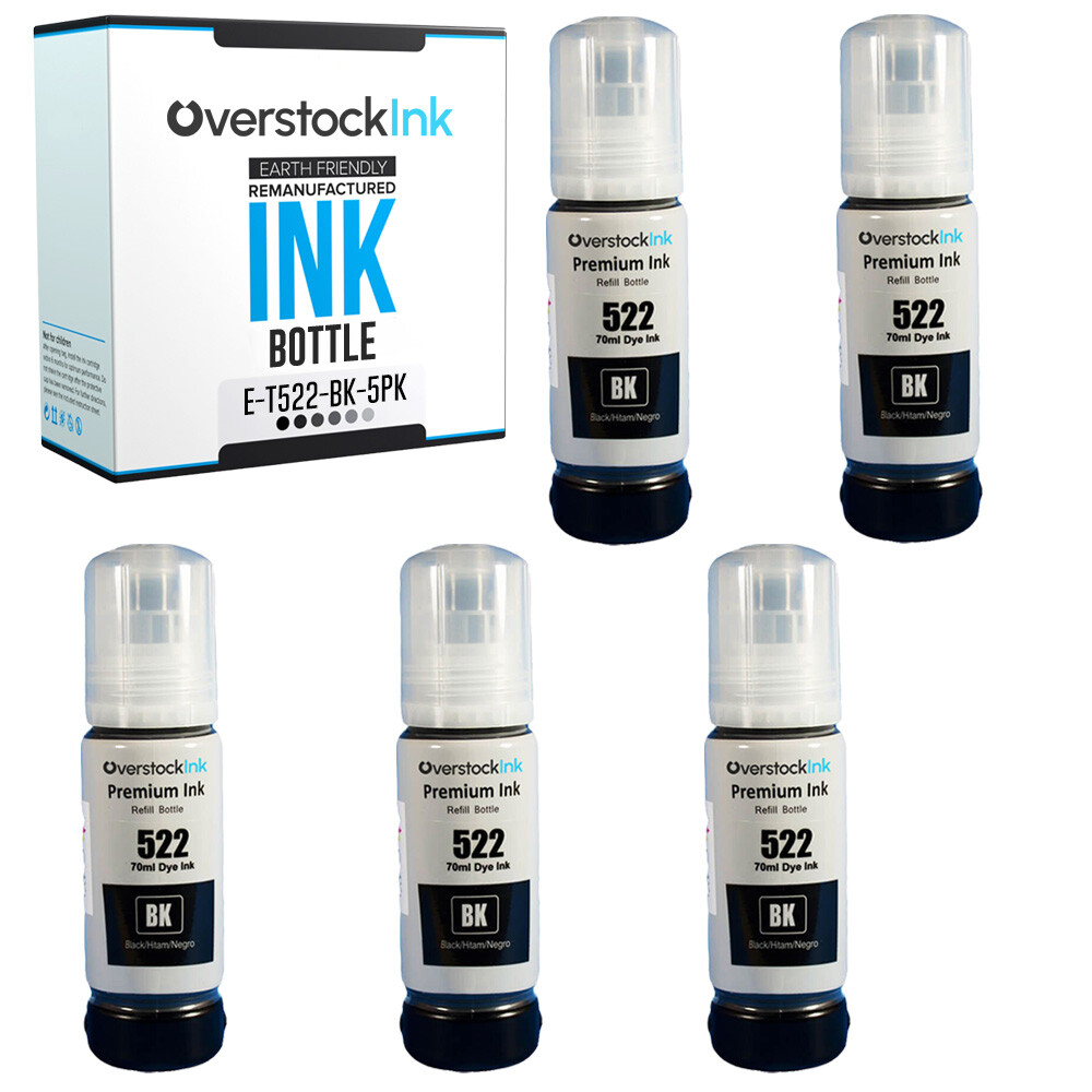 Compatible Epson T522BK Black Ink Bottles for EcoTank ET-2400, ET-2720, ET-2800