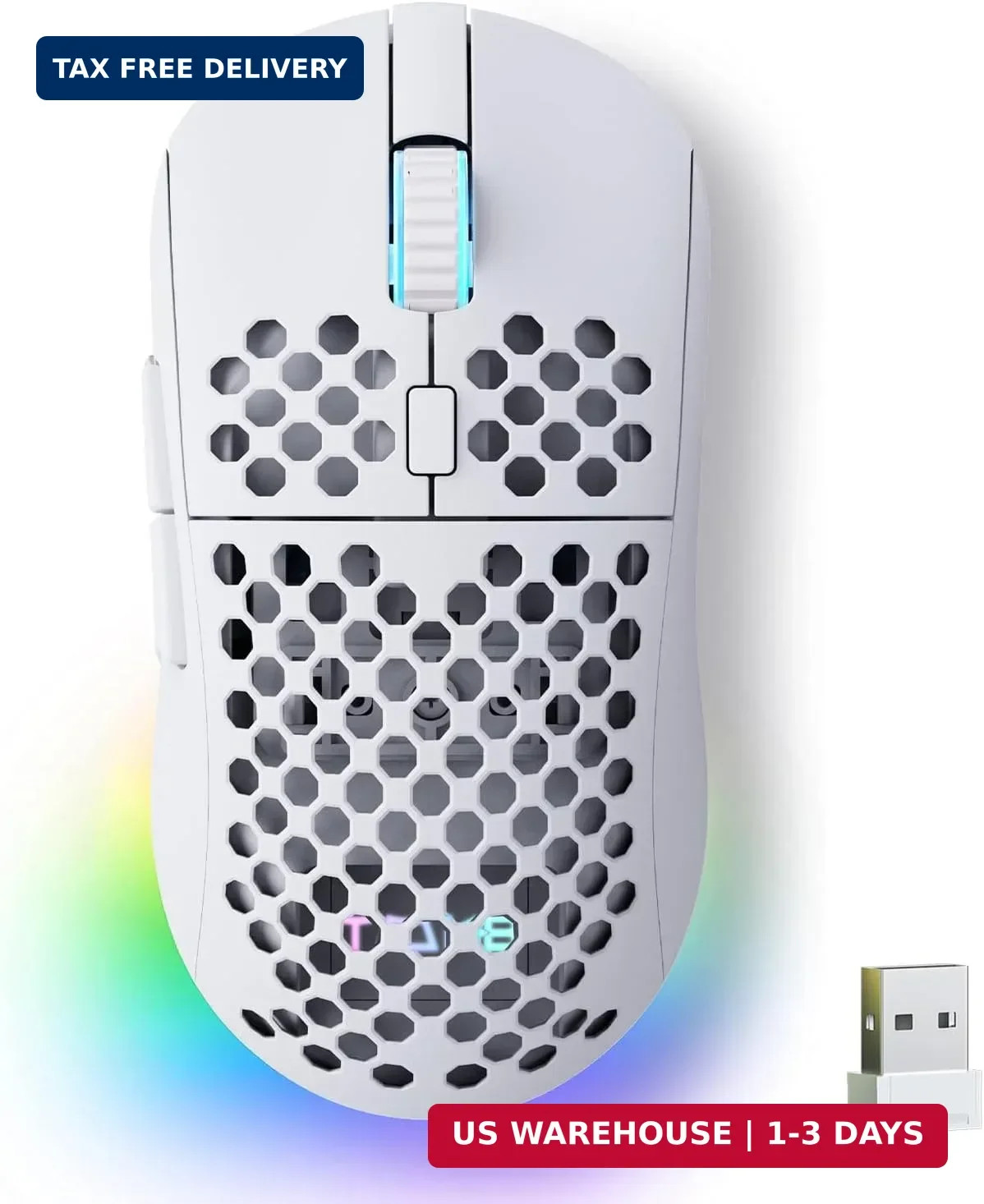 TMKB Falcon M1 Wireless Gaming Mouse, 24000 DPI, 180-Hour Battery, White