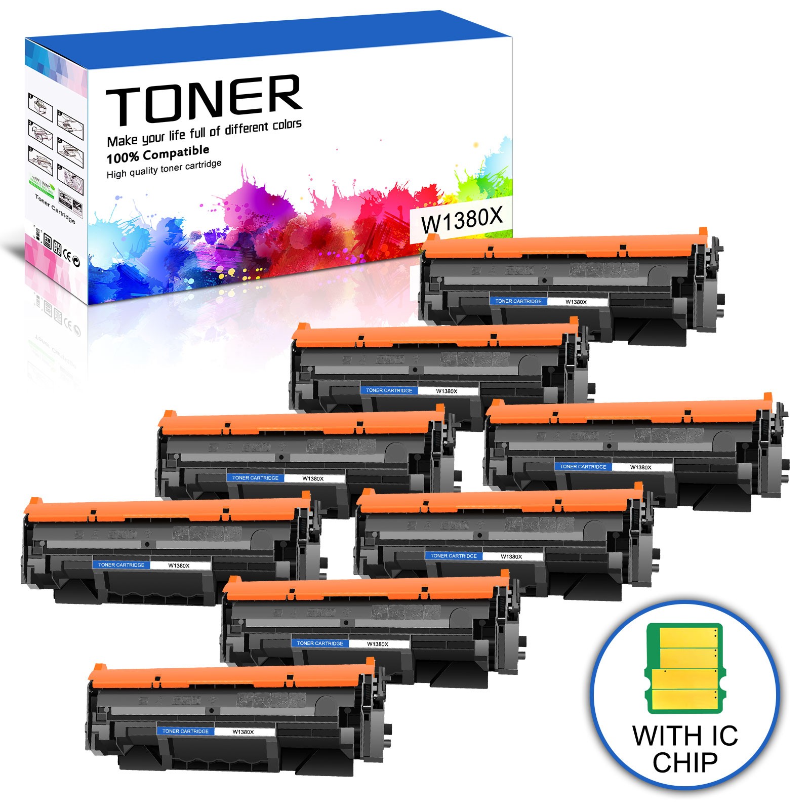 8PK W1380X Toner with Chip For 138X HP LaserJet Pro 3001dw 3001fdw MFP 3101fdw