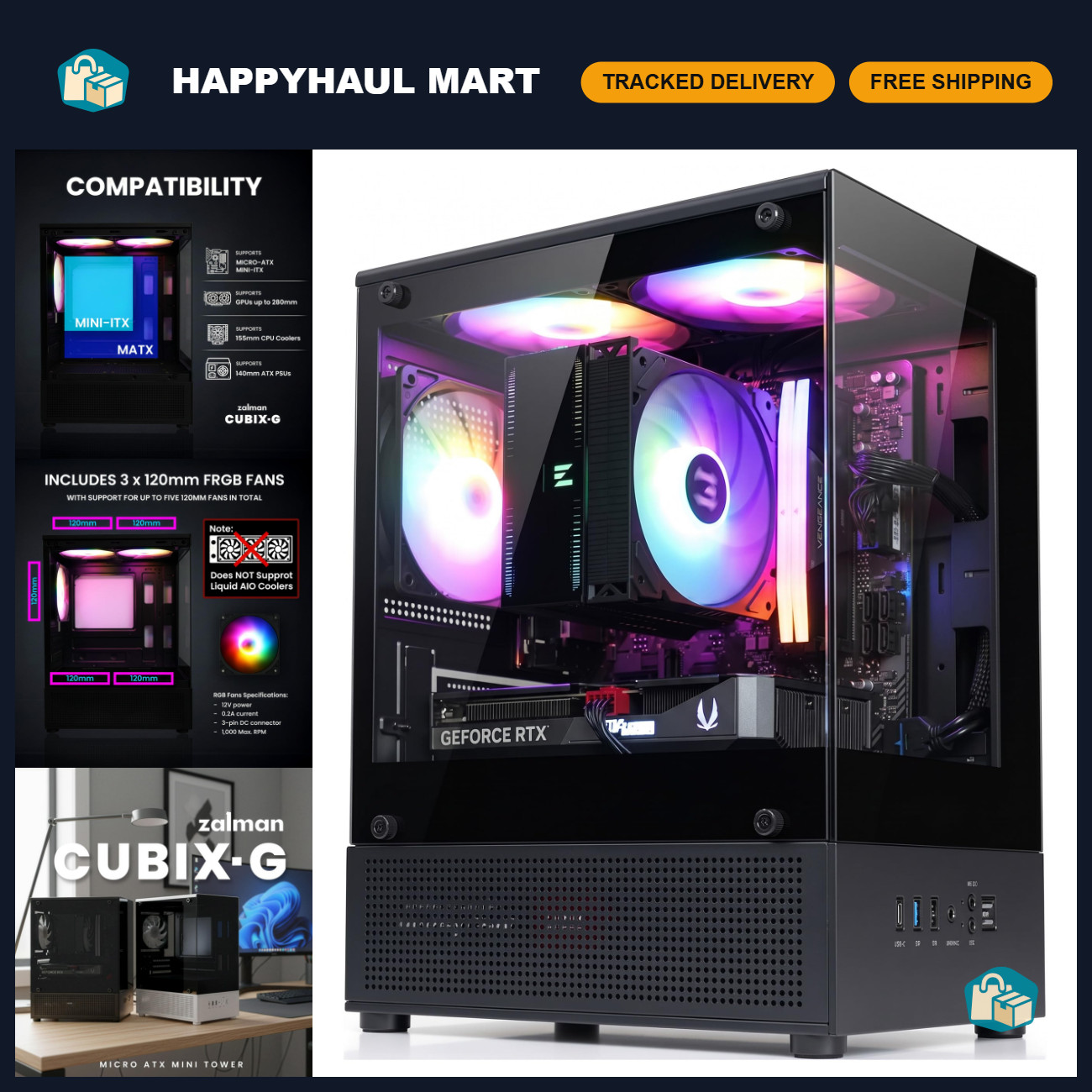 Compact Mini Tower Gaming PC Case - Micro-ATX MATX, Black, High Airflow Design