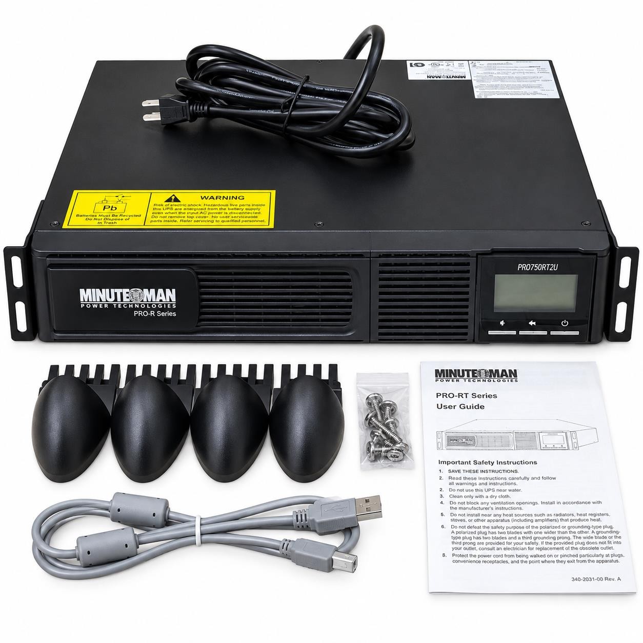 MinuteMan PRO750RT2U 750VA 525W Rackmount UPS Battery Backup 2U