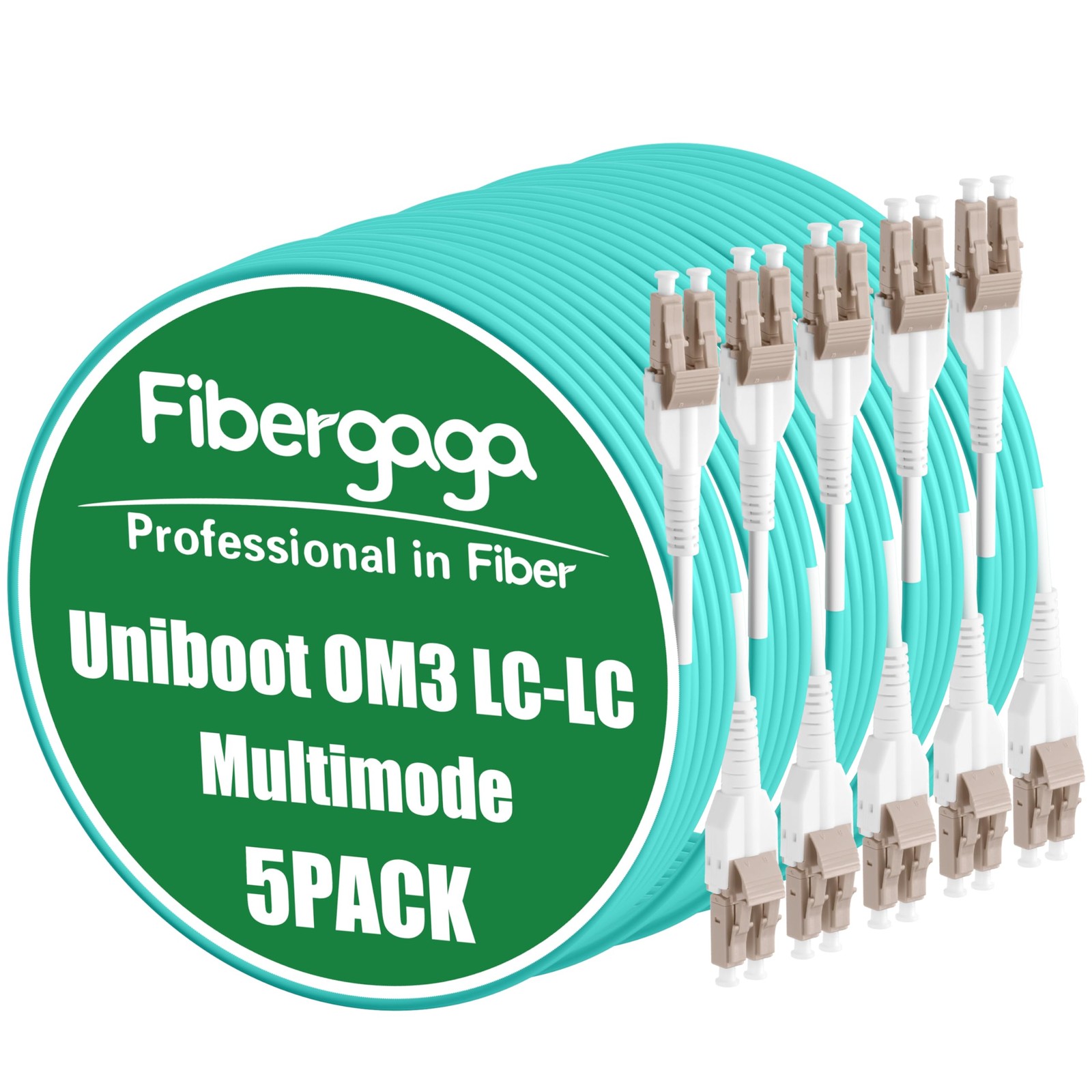 5 PCS OM3 LC Fiber Patch Cable Multimode 0.5M 1.6ft Uniboot Duplex 10GB