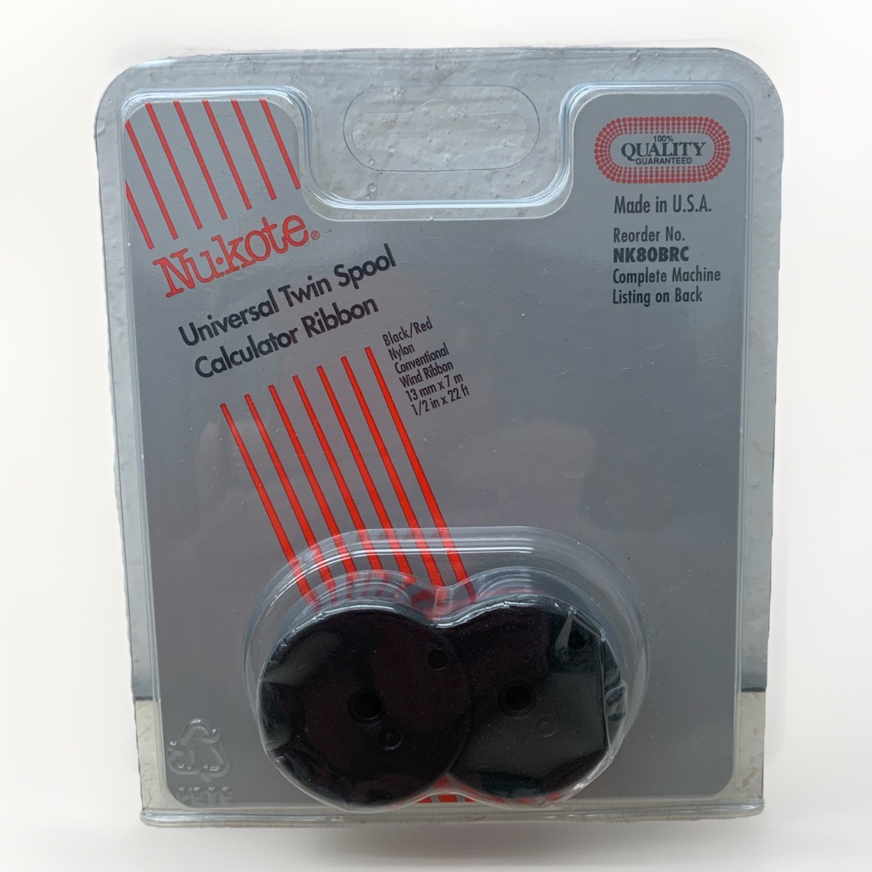 Nu-kote Universal Twin Spool Calculator Ribbon NK80BRC Black Red NOS