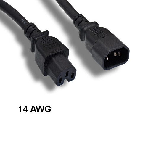 10x 6ft Black Power Cable IEC60320 C14/C15 14AWG 15A/250V SJT PDU UPS System
