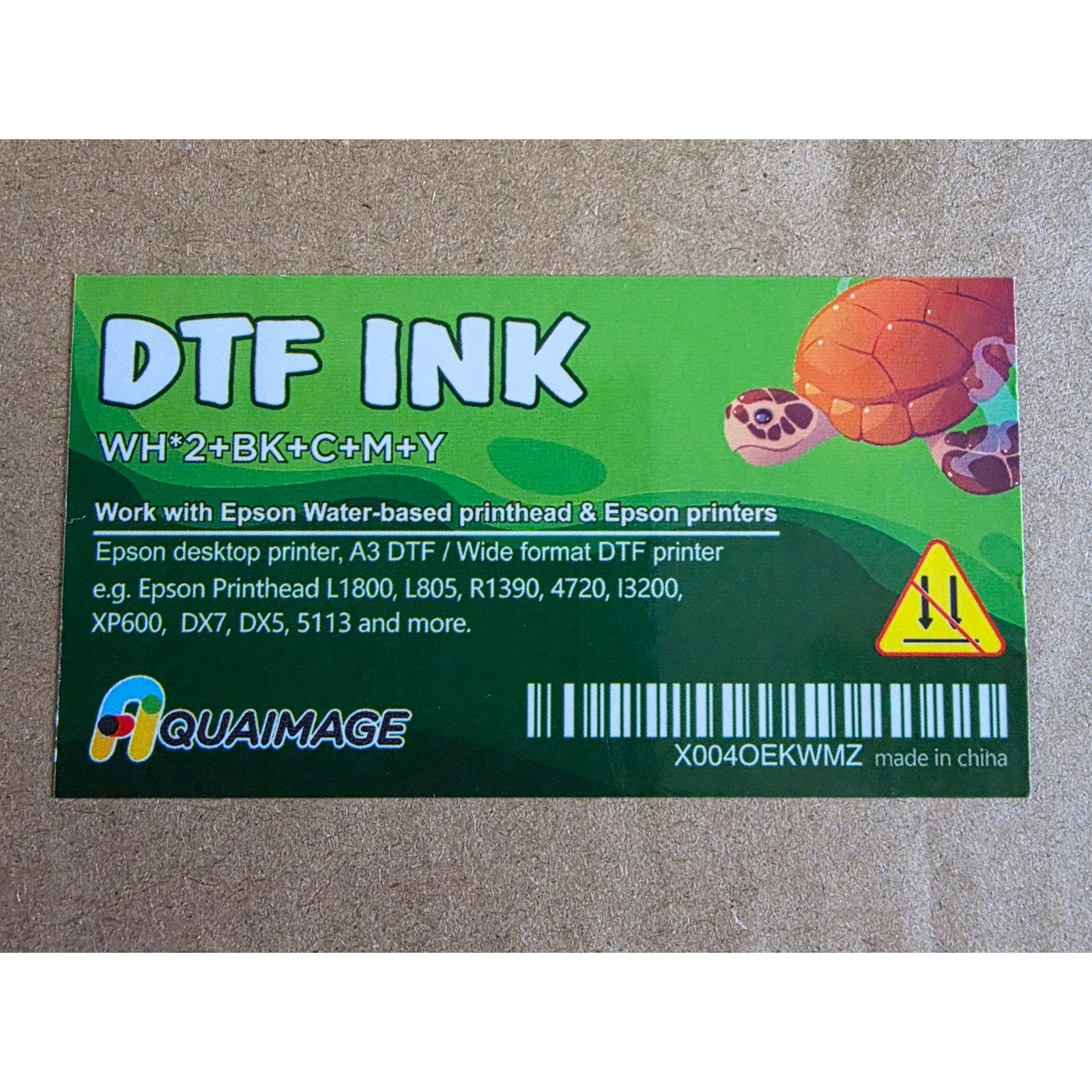 AquaImage DTF Ink Set for Epson L1800 L805 R1390 XP600 DX5 DX7 WH BK C M Y 6pk