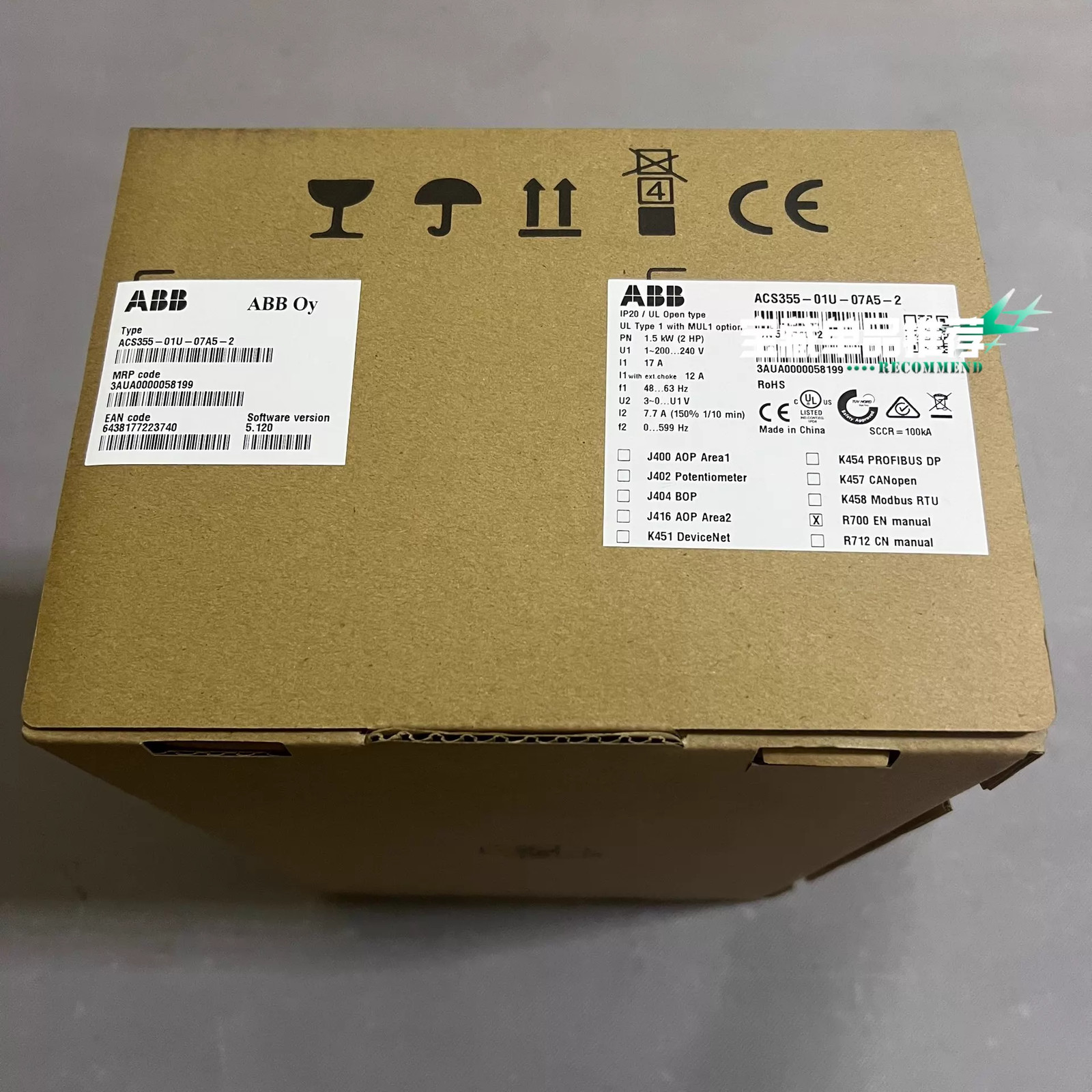 ACS355-01U-07A5-2 ABB frequency converter new Shipping DHL or ups