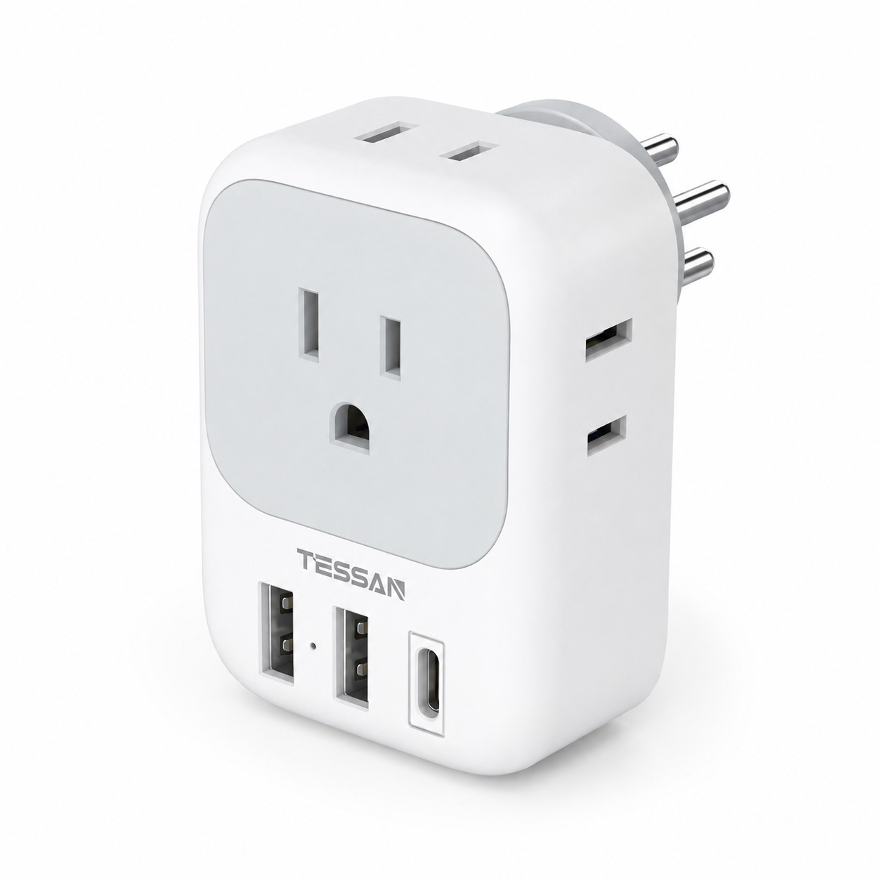 TESSAN Israel Type H Travel Adapter 4 Outlets 3 USB USB-C TS-161-IL-C