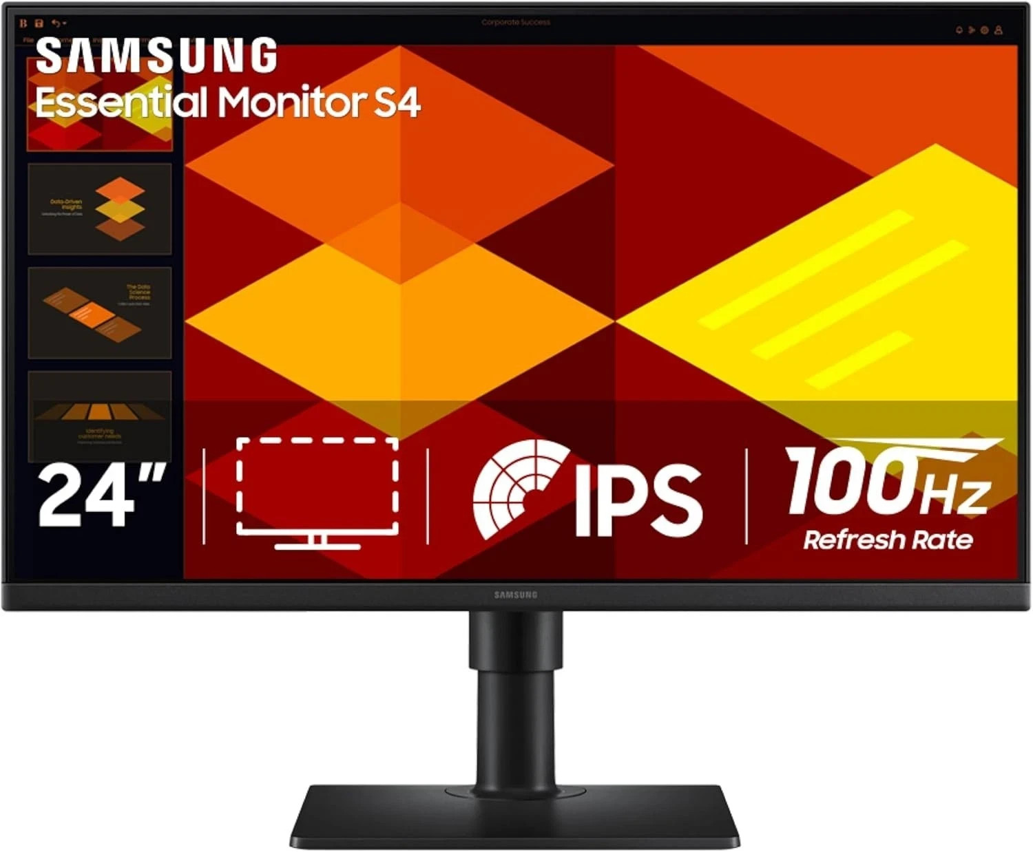 Samsung Essential S4 24" FHD IPS Monitor S24D402GAN 100Hz HDMI DP Height Pivot