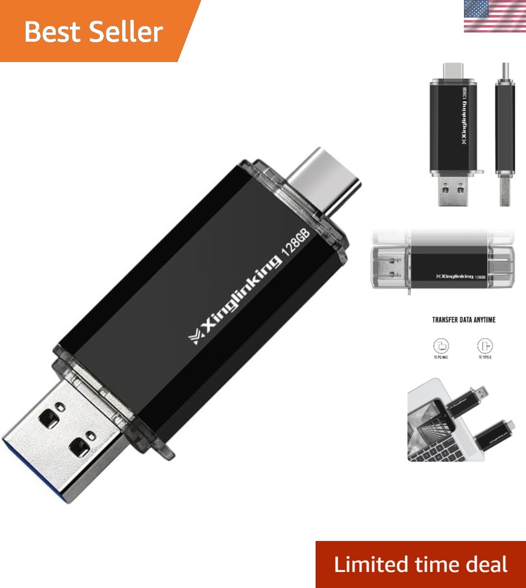 Compact 128GB USB Flash Drive – Dual Connectivity for Photos & Videos