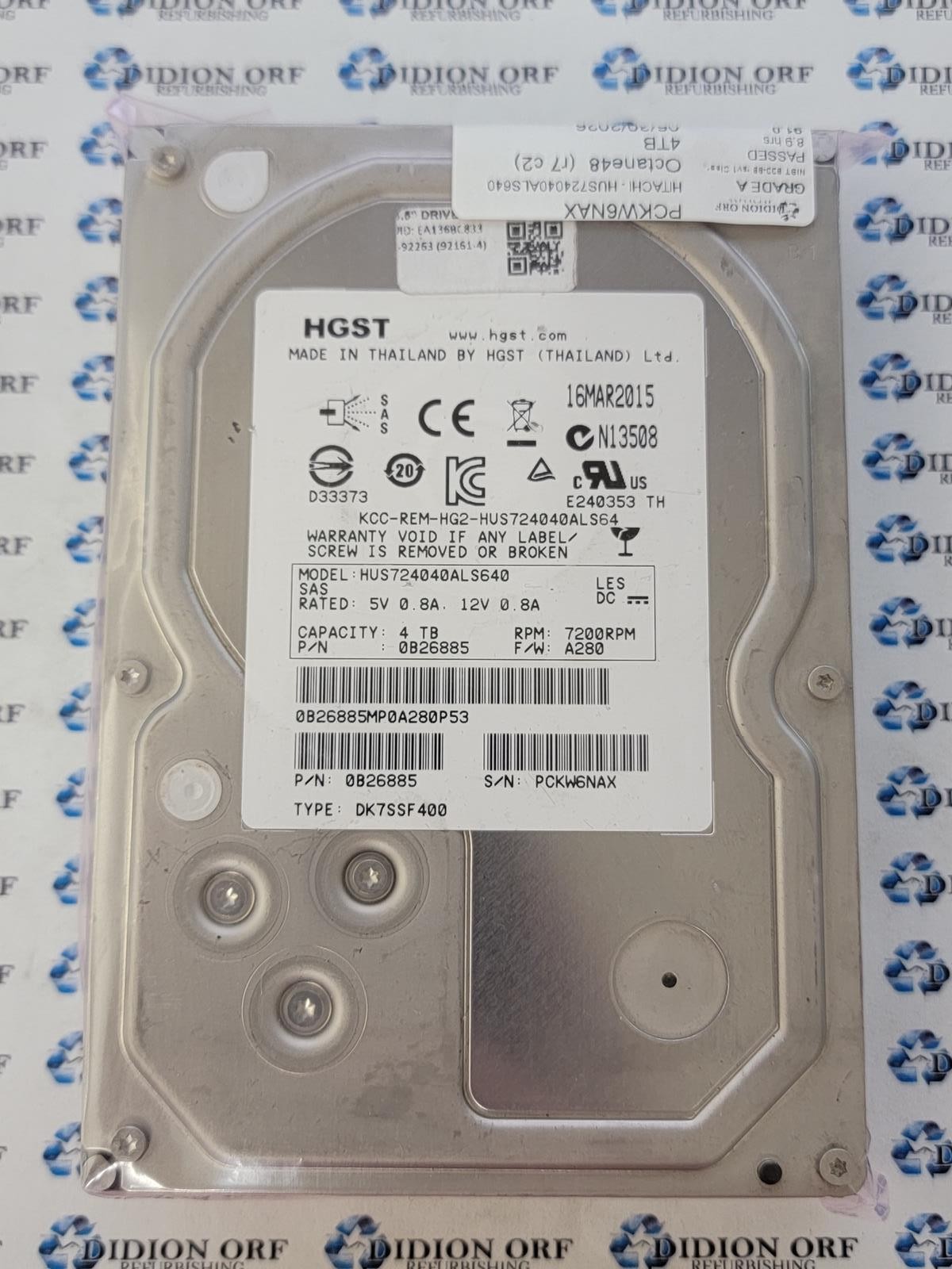 HITACHI 4TB 3.5" SAS HDD 7200 RPM HUS724040ALS640, GRADE A SKU 14002