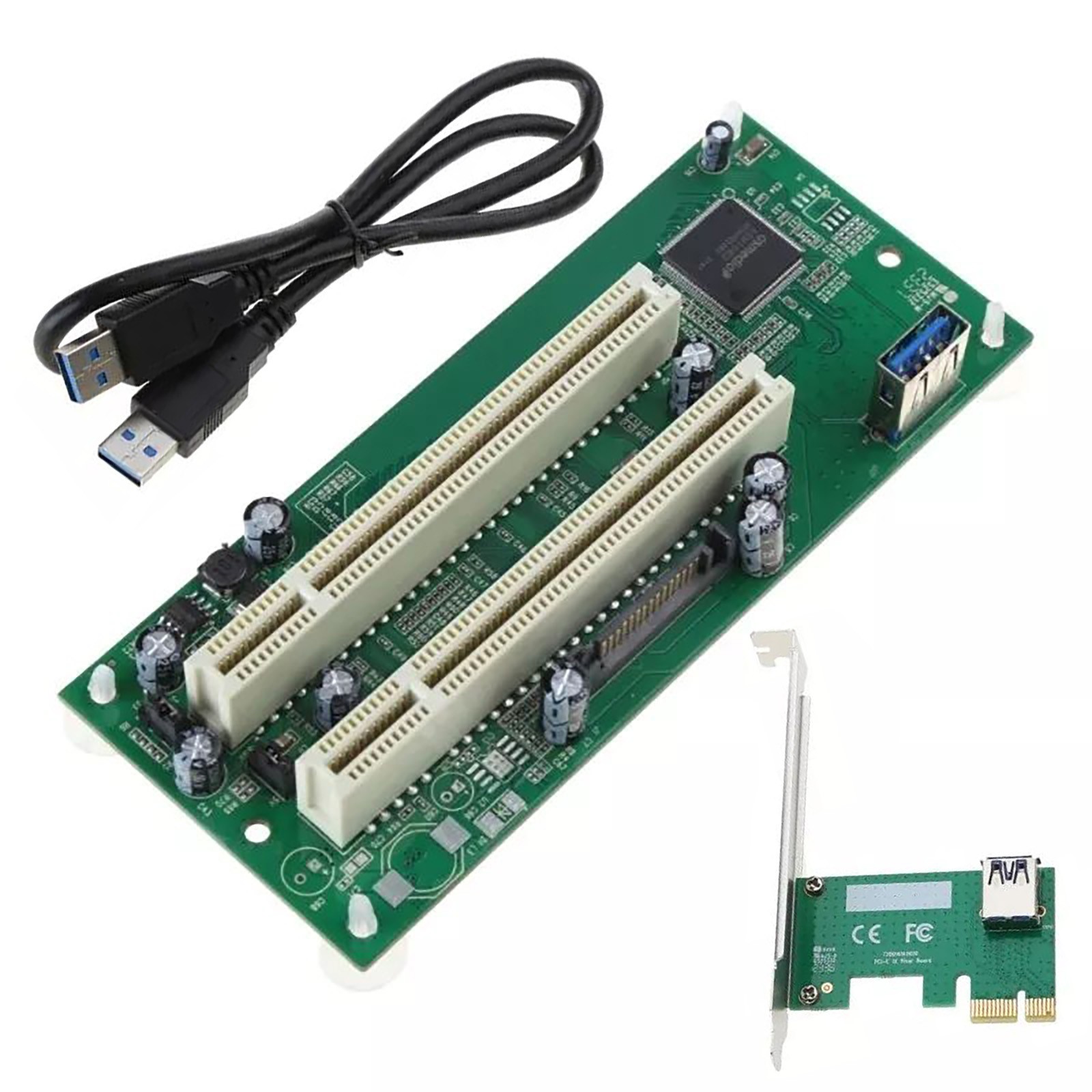PCI-E to 2xPCI Adapter PCIE x1 to x16 PCI-Expansion Card  For Win2000/ Win2003