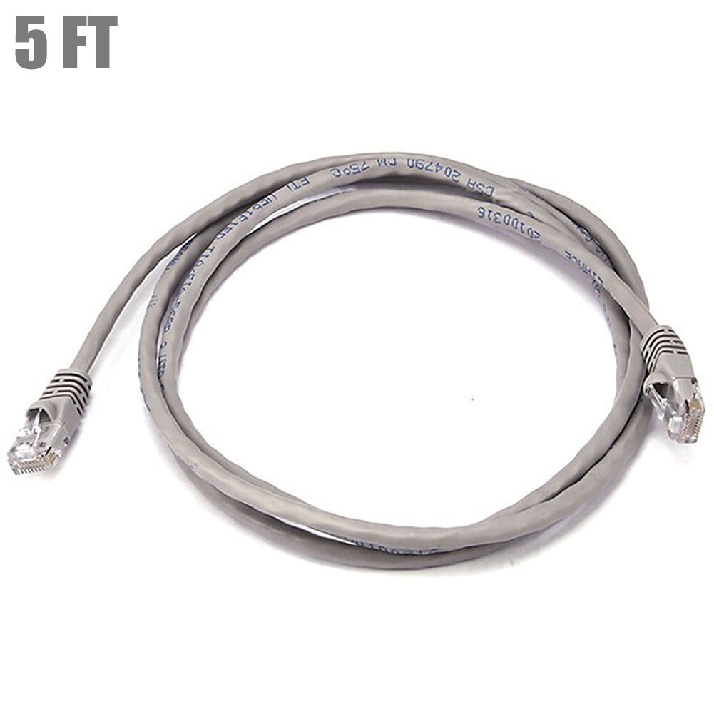 5FT Cat5E RJ45 Ethernet LAN Network UTP Crossover Patch Cable Gold 24AWG Gray