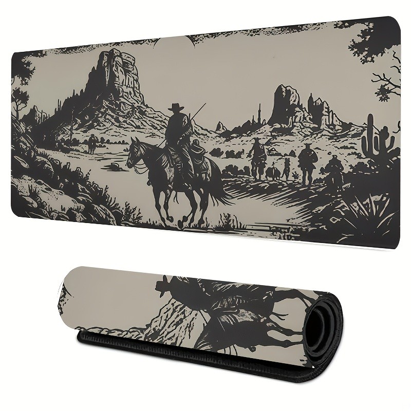 Western Cowboy Pattern Mouse Pad - Fashionable Desktop Pad, Suitable for Gamin