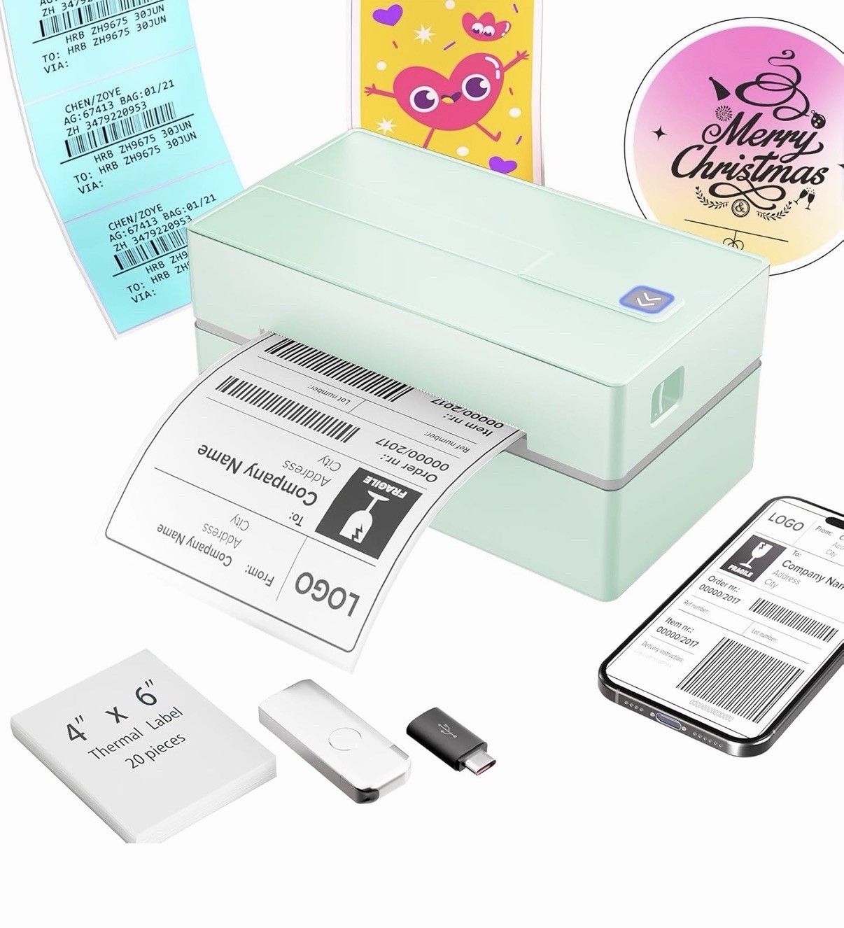 NULLTONEX Bluetooth Thermal Shipping Label Printer 4x6 Wireless Label Maker