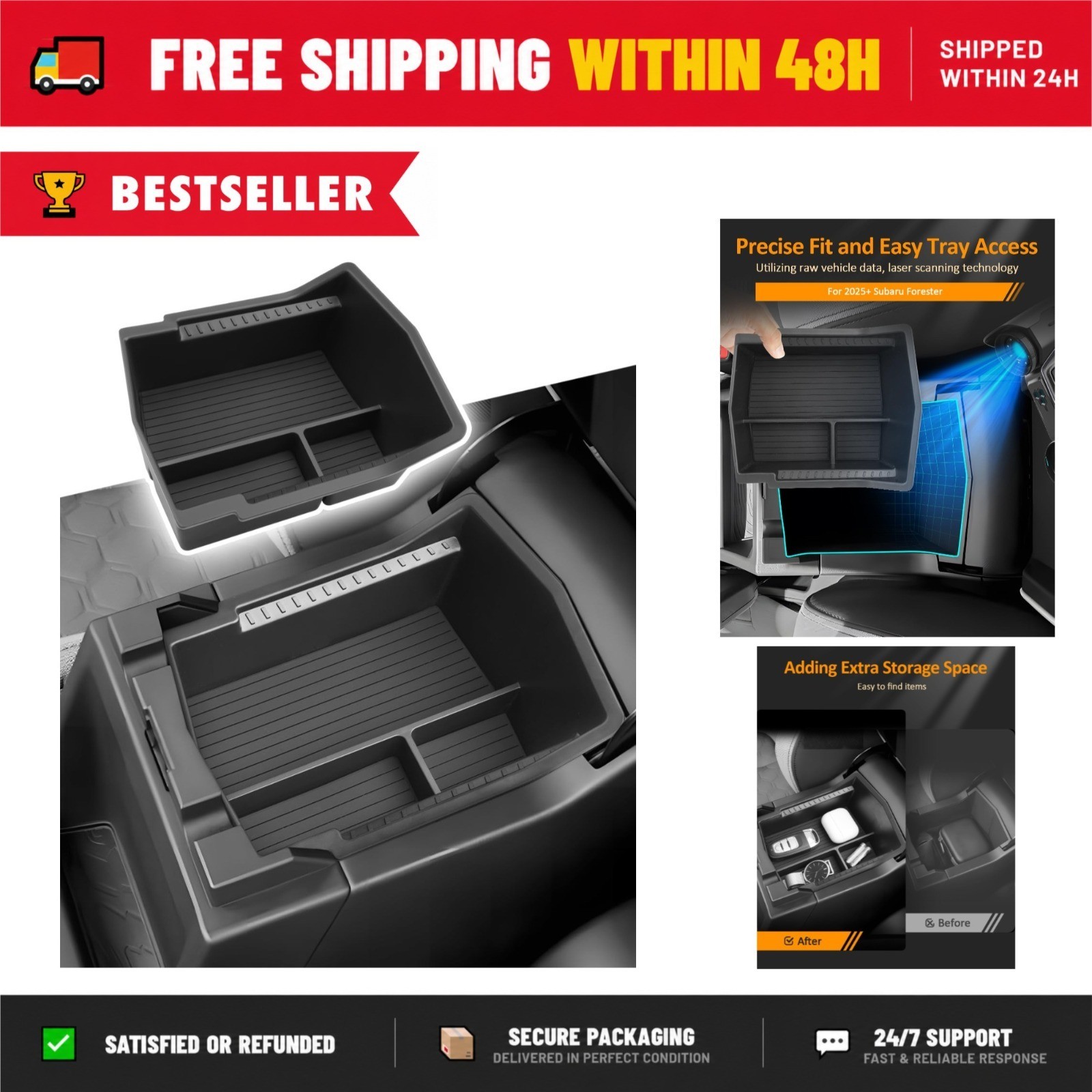 CDEFG Center Console Organizer Tray for 2025 2026 Subaru Forester Armrest