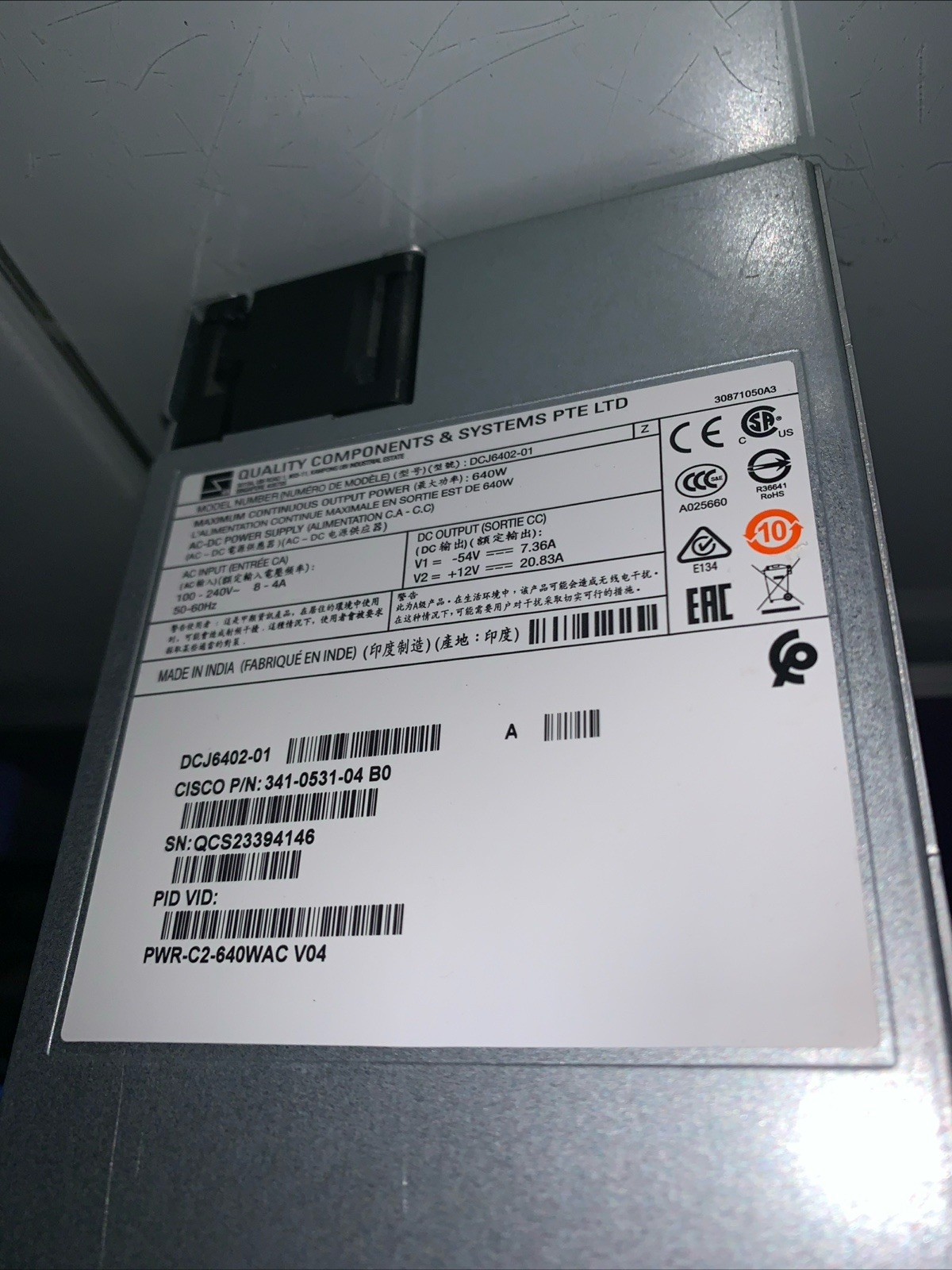 PWR-C2-640WAC AC Config 2 Power Supply  -
