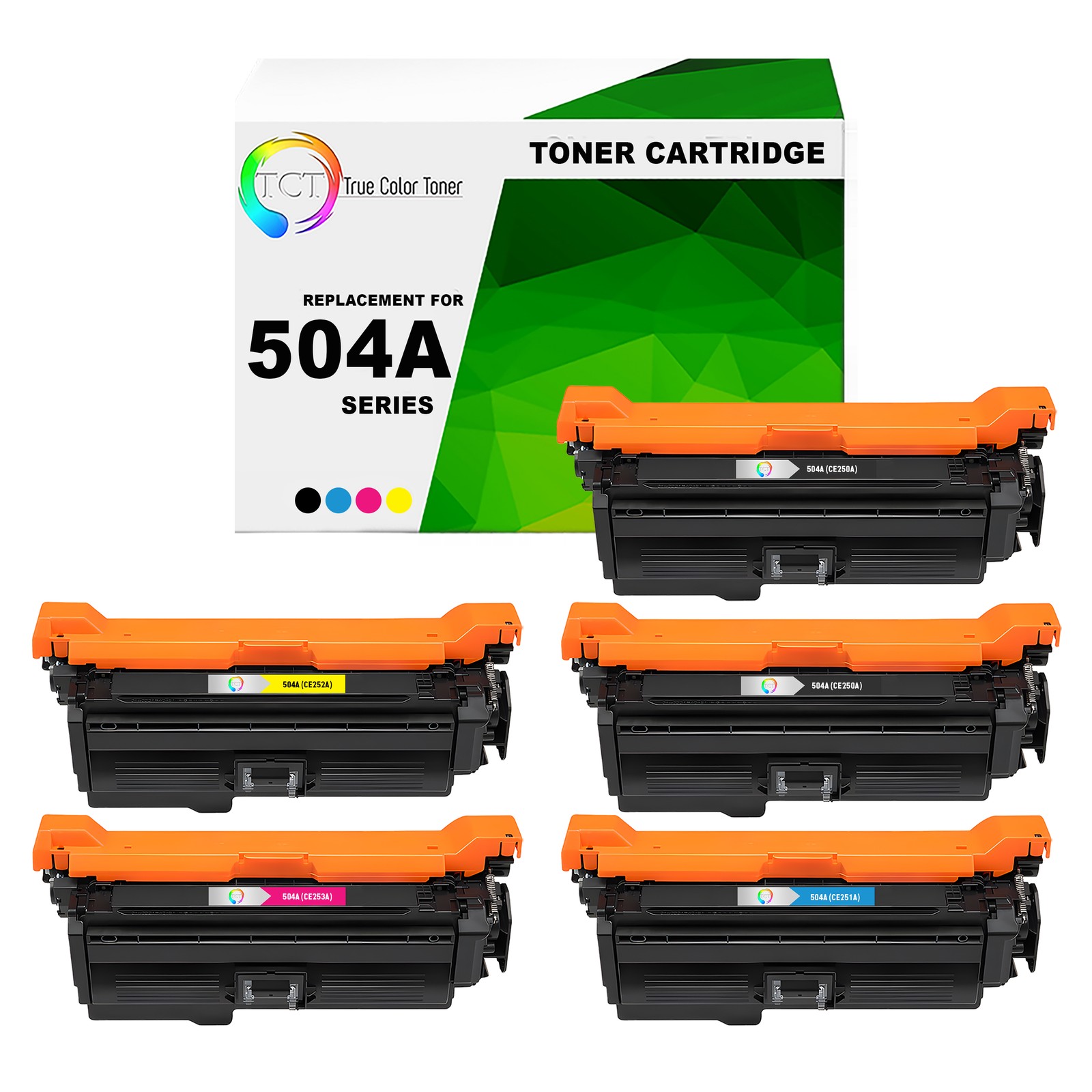 TCT 5PK 504A Toner Set CE250A CE251A CE252A CE253A For HP LaserJet CP3525 CM3530