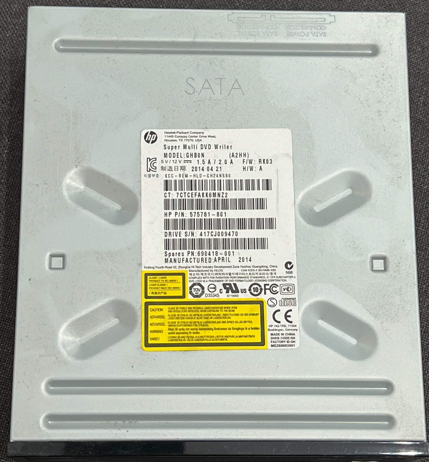 HP Super Multi DVD Writer - HP GHB0N Super Multi DVD Writer -HP  DVD R DL - Used