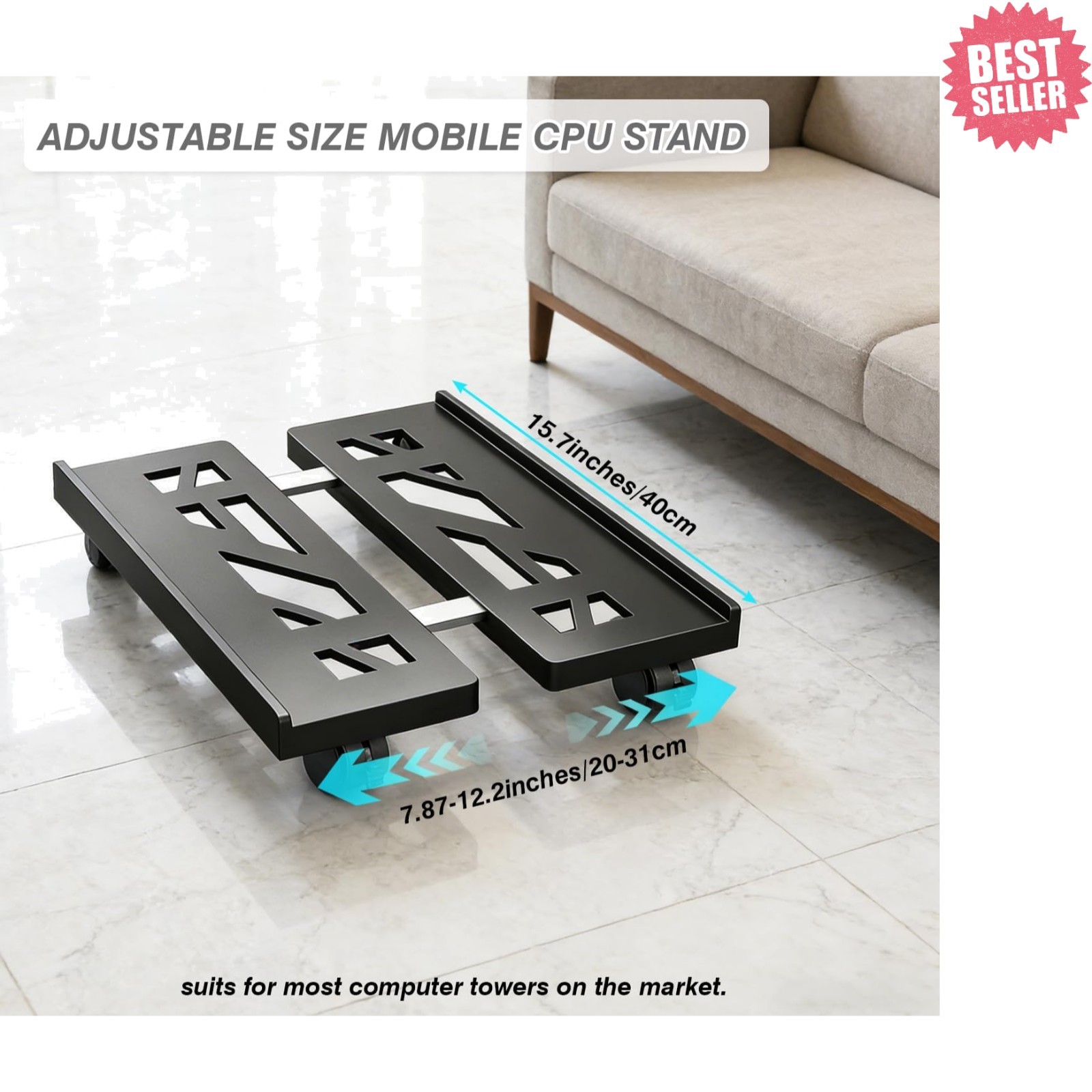 Pc Stand for Floor, Adjustable Computer Tower Stand for Carpet,Mobile CPU Stand