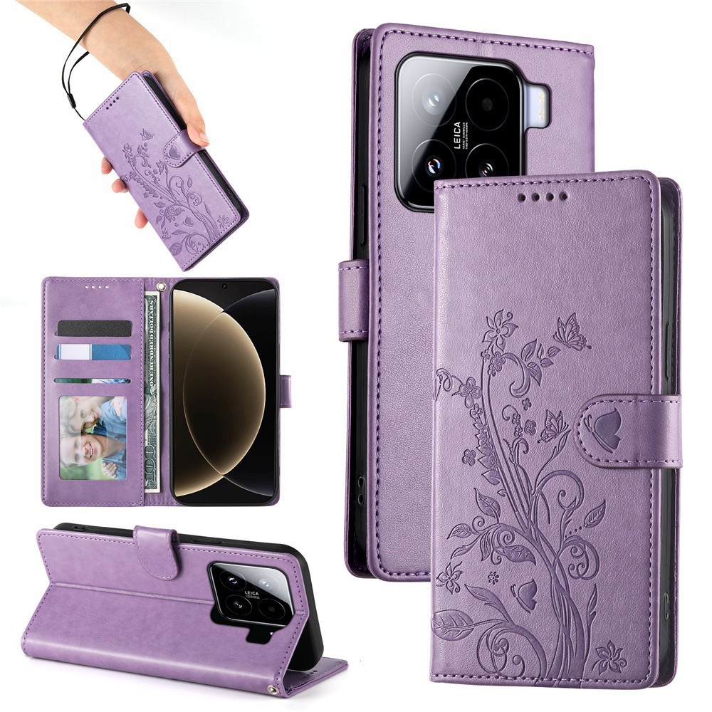 Leather Butterfly Wallet Cover Case For Xiaomi 14T 15 POCO X7 Redmi Note 14 13