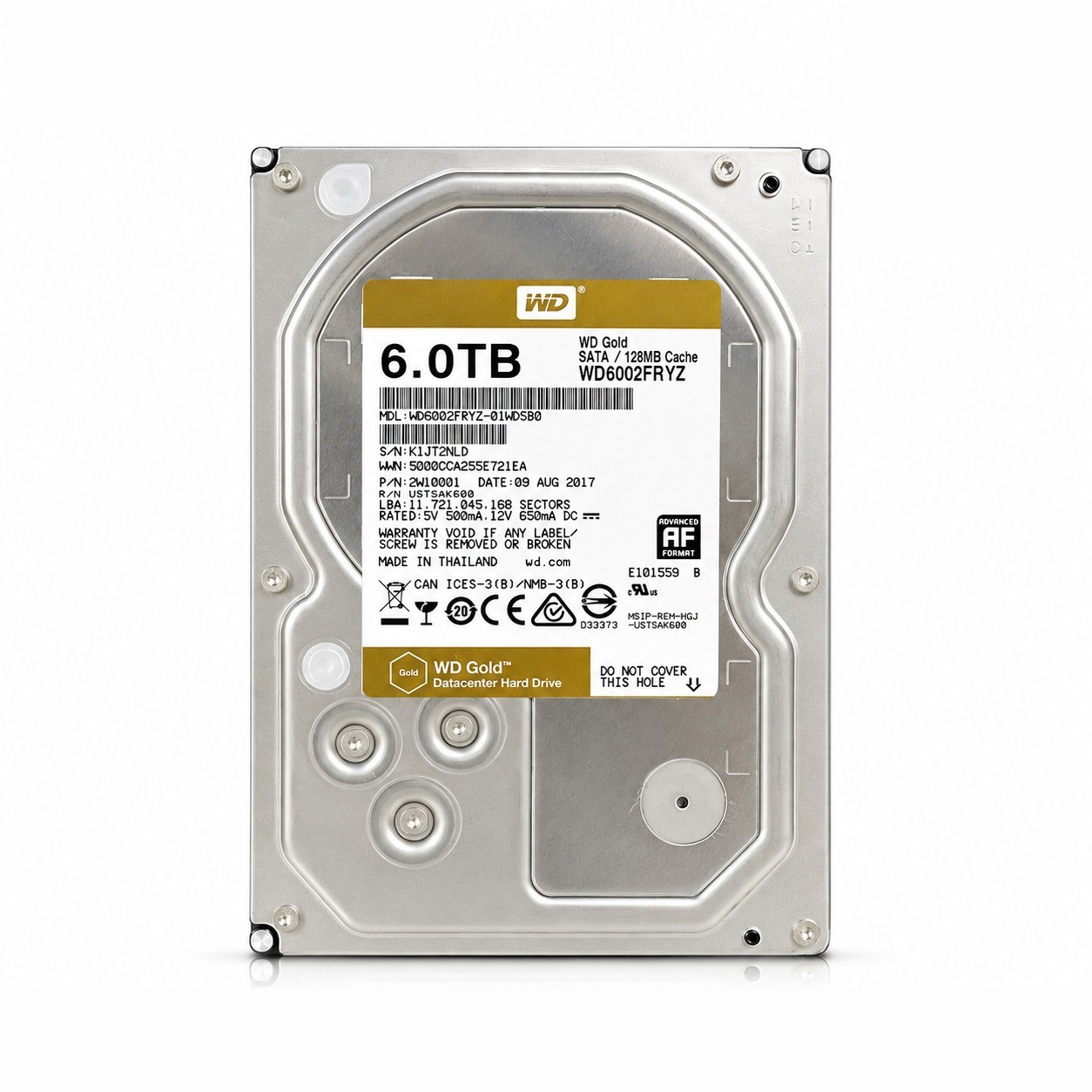 Western Digital WD Gold 6TB 7200RPM SATA 3.5" HDD 128MB WD6002FRYZ