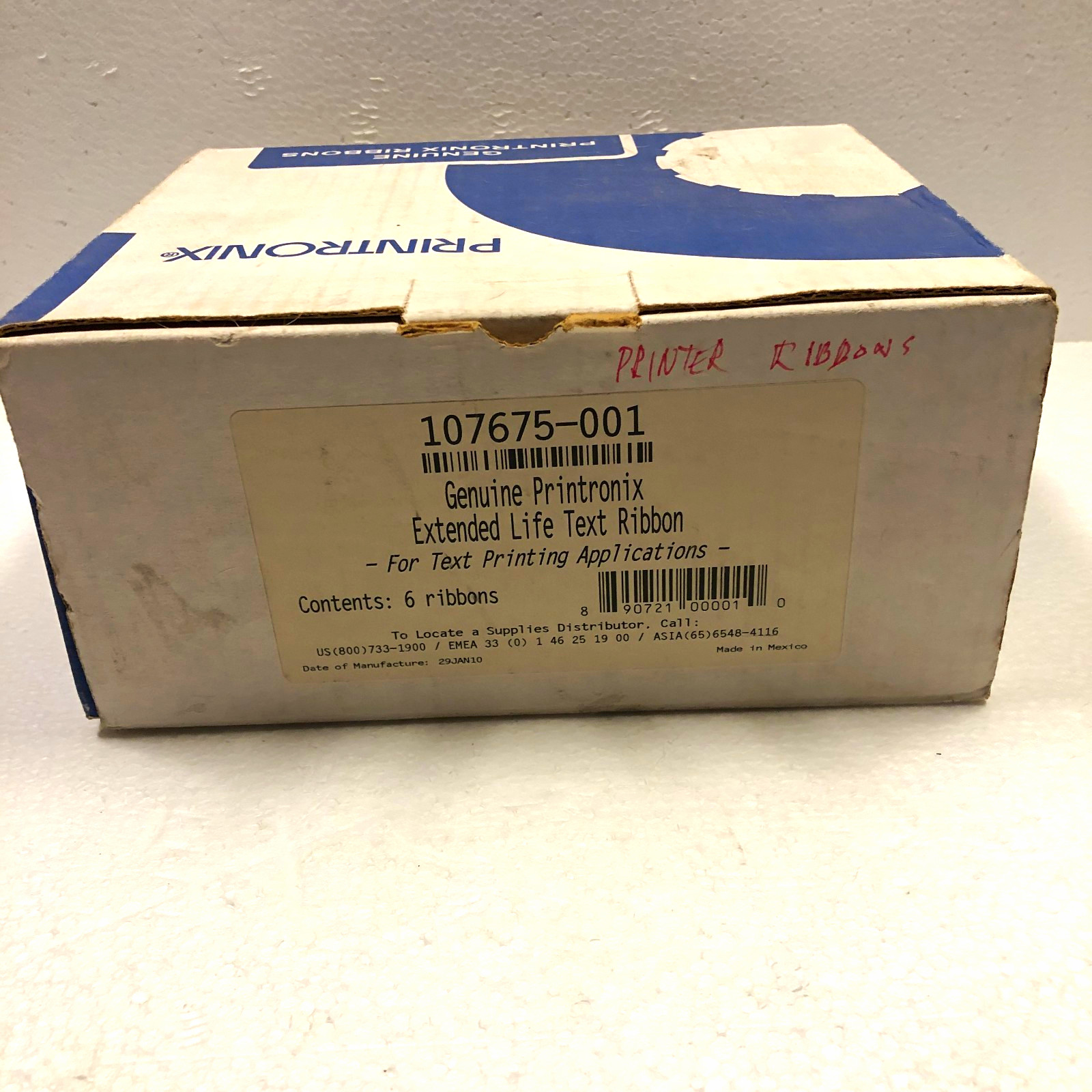 Genuine Printronix 107675-001 Extended Life Text Printer Ribbon 6 Sealed OEM